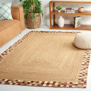 SAFAVIEH Handmade Natural Fiber Maleah Farmhouse Cowhide Leather Rug