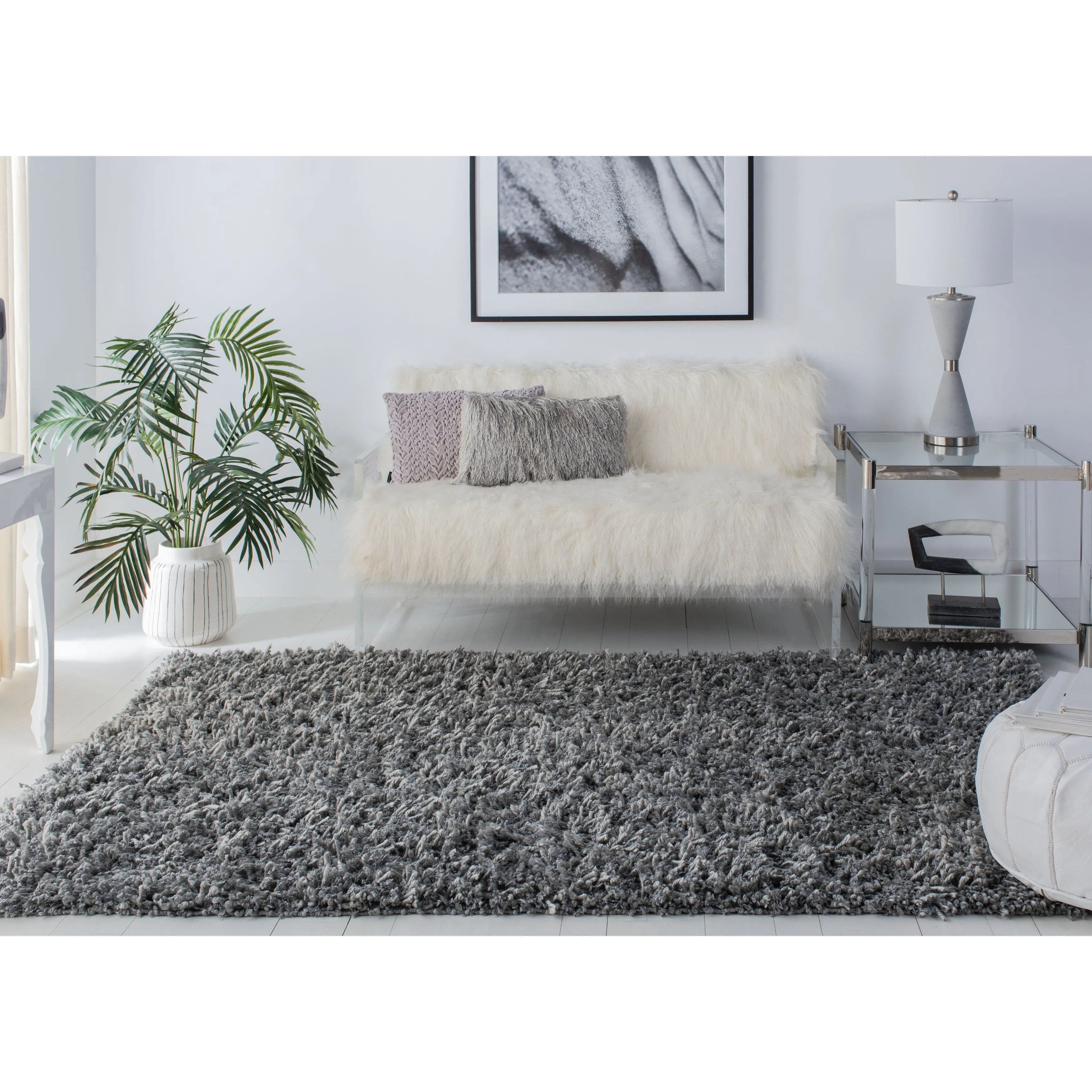 SAFAVIEH Handmade Sheep Shag Malti Solid Area Rug