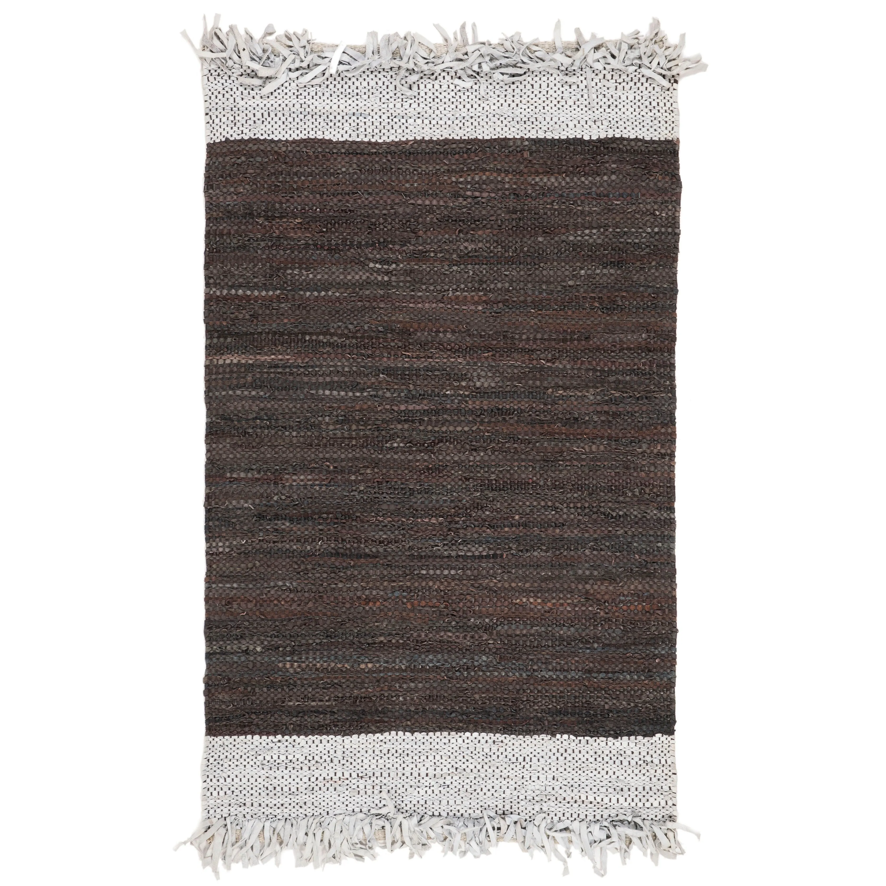 SAFAVIEH Handmade Vintage Boho Leather Catrina Modern Stripe Leather