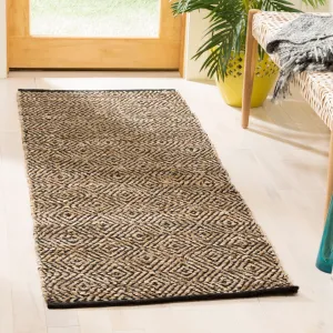 SAFAVIEH Handmade Vintage Boho Leather Konstantin Modern Stripe Leather Rug - Beige - 2' 3 x 9'