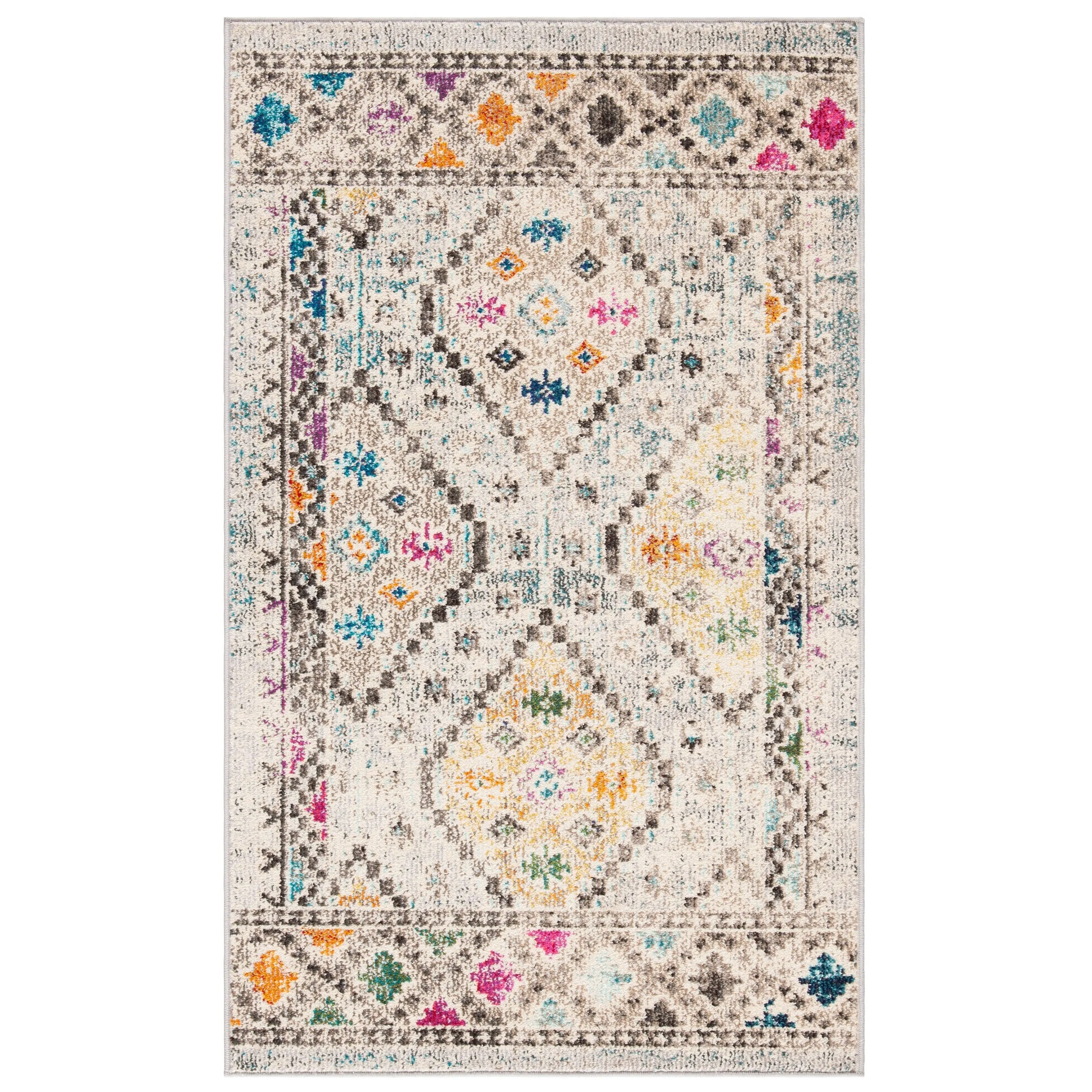 SAFAVIEH. Madison Hortensia Boho Diamond Distressed Rug