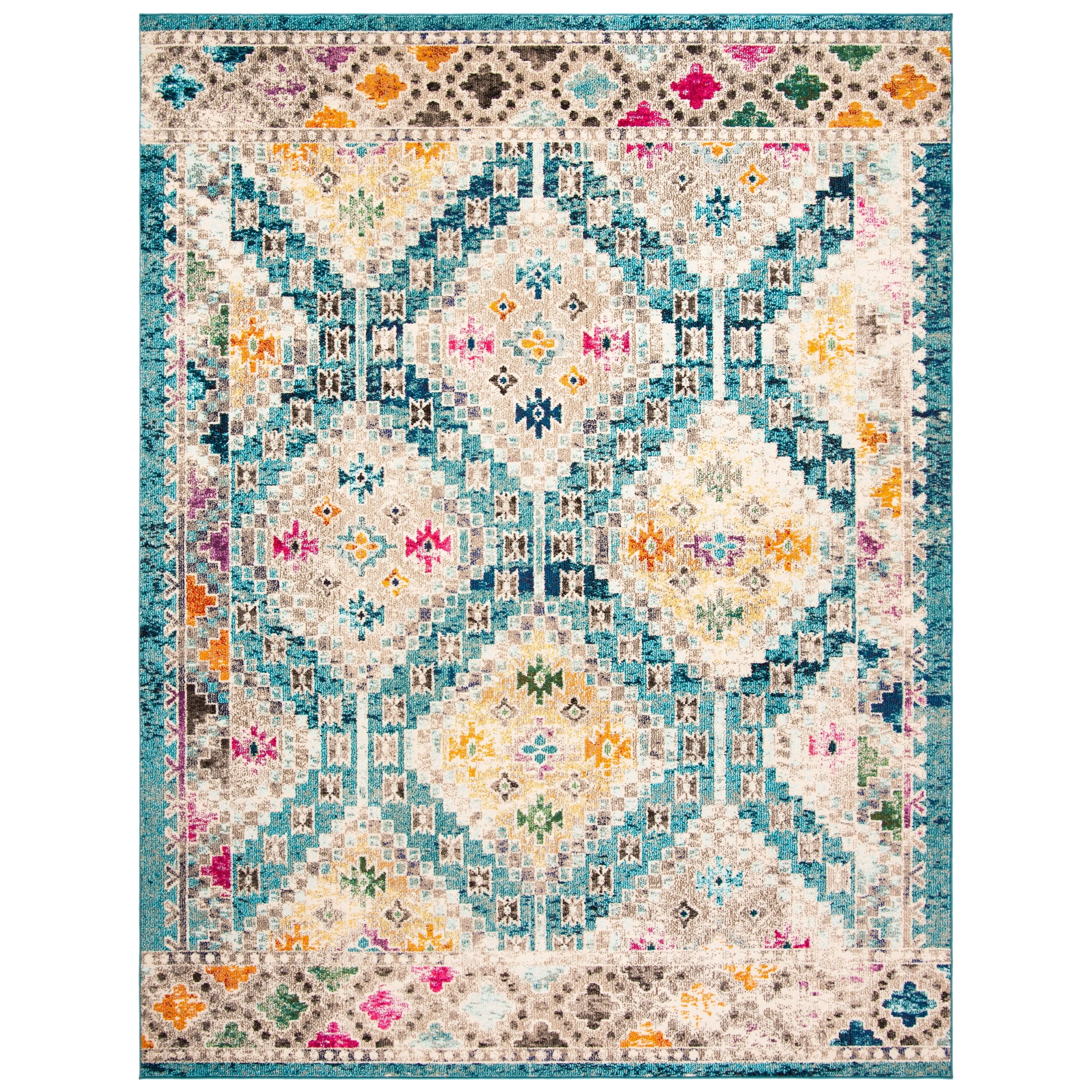 SAFAVIEH. Madison Hortensia Boho Diamond Distressed Rug