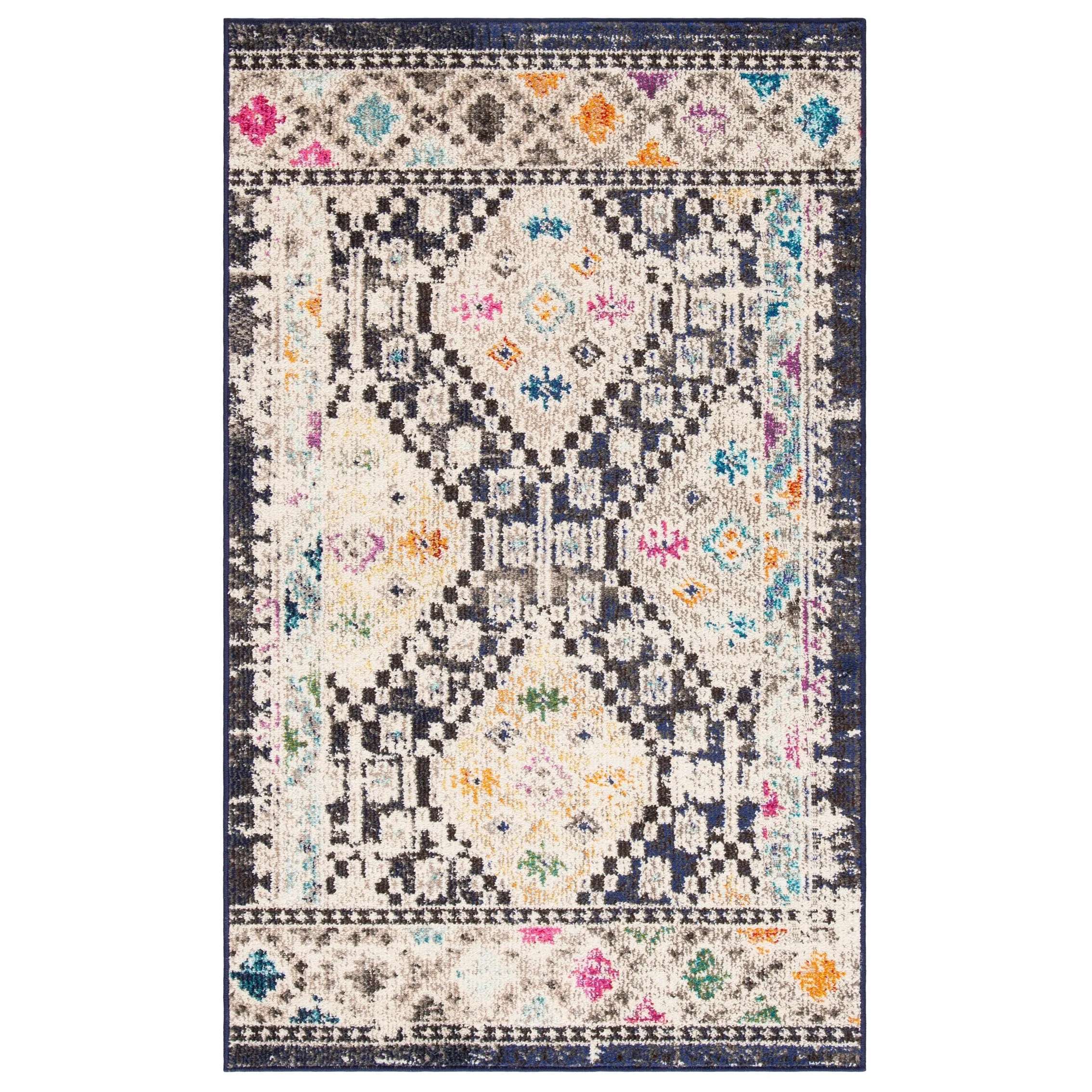 SAFAVIEH. Madison Hortensia Boho Diamond Distressed Rug