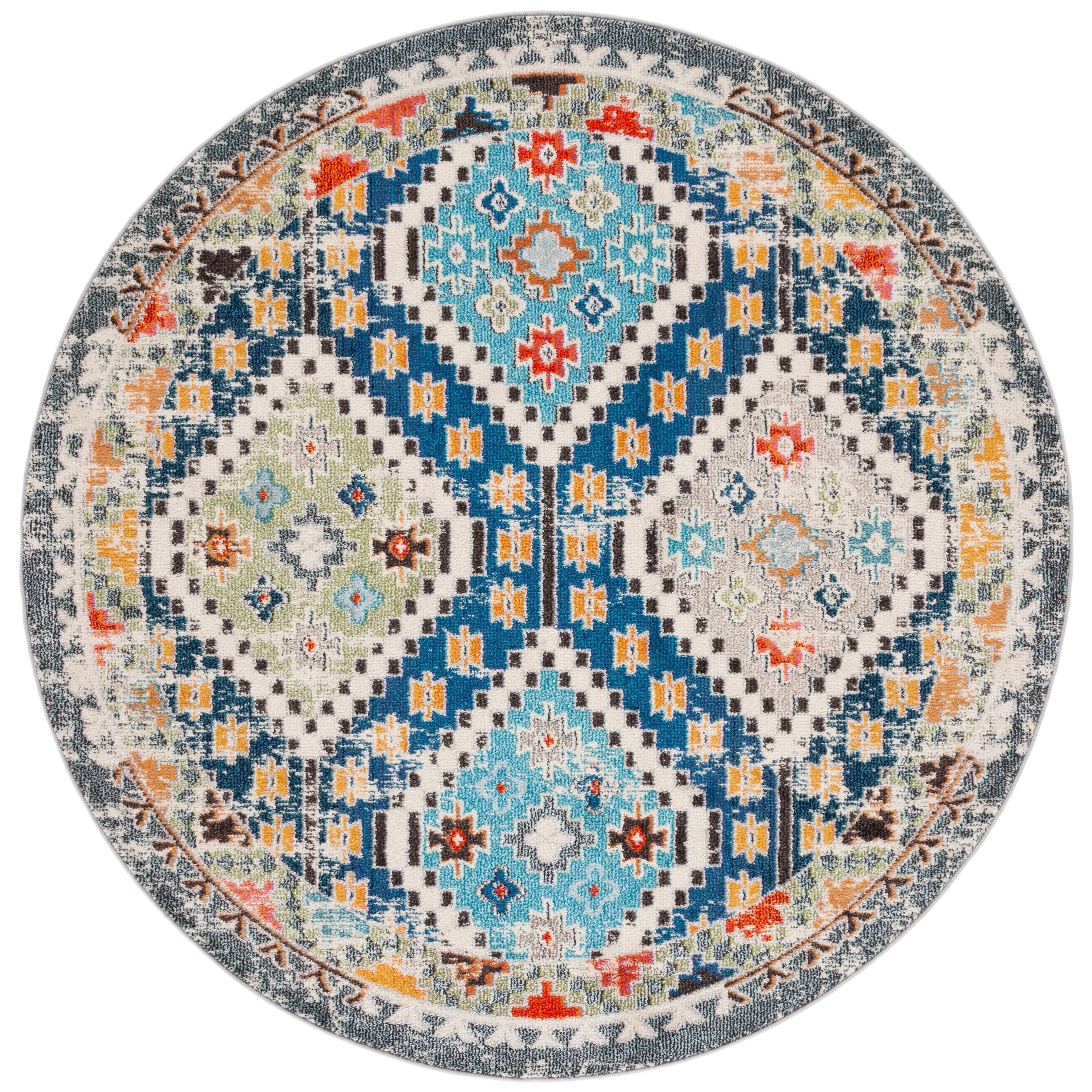 SAFAVIEH. Madison Hortensia Boho Diamond Distressed Rug