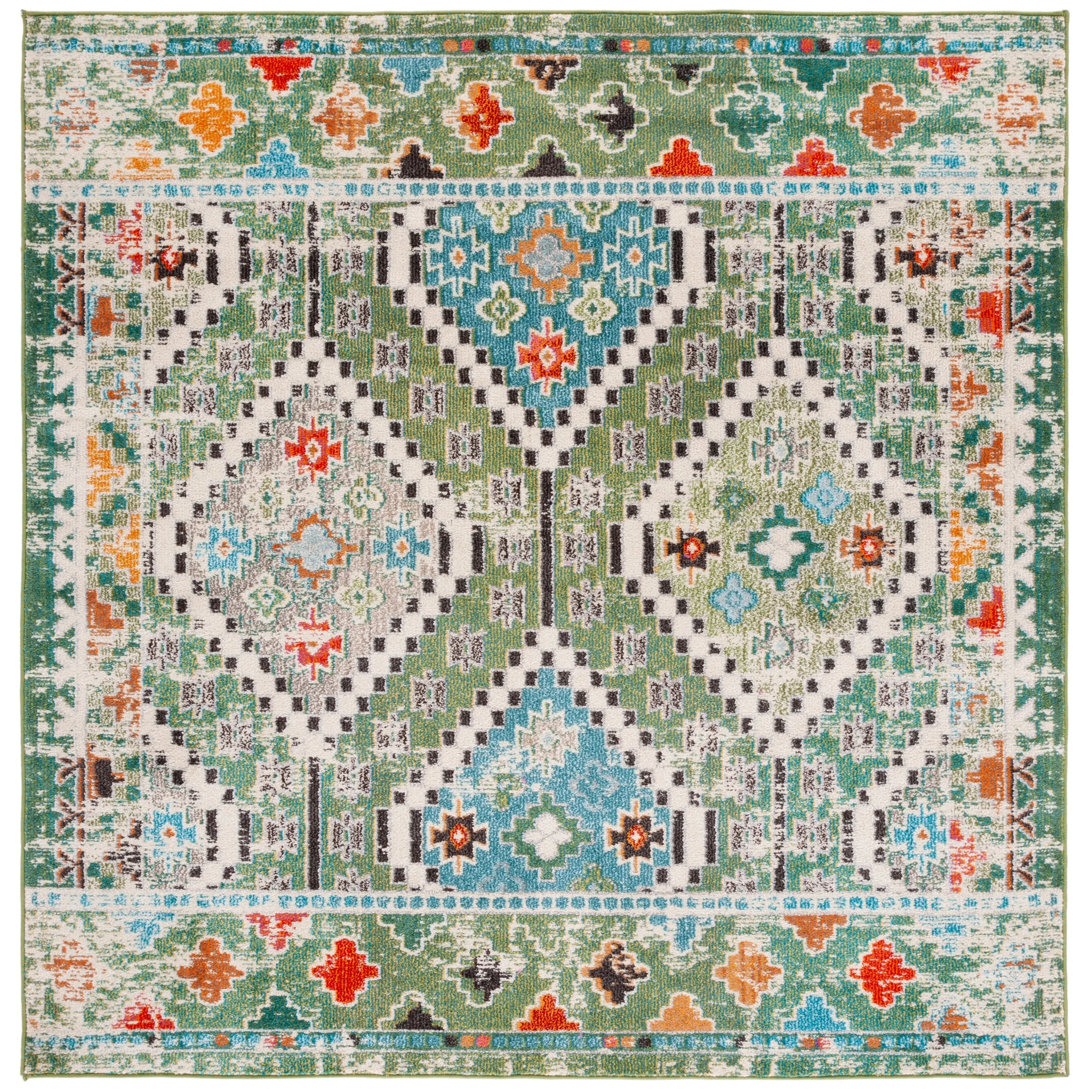 SAFAVIEH. Madison Hortensia Boho Diamond Distressed Rug