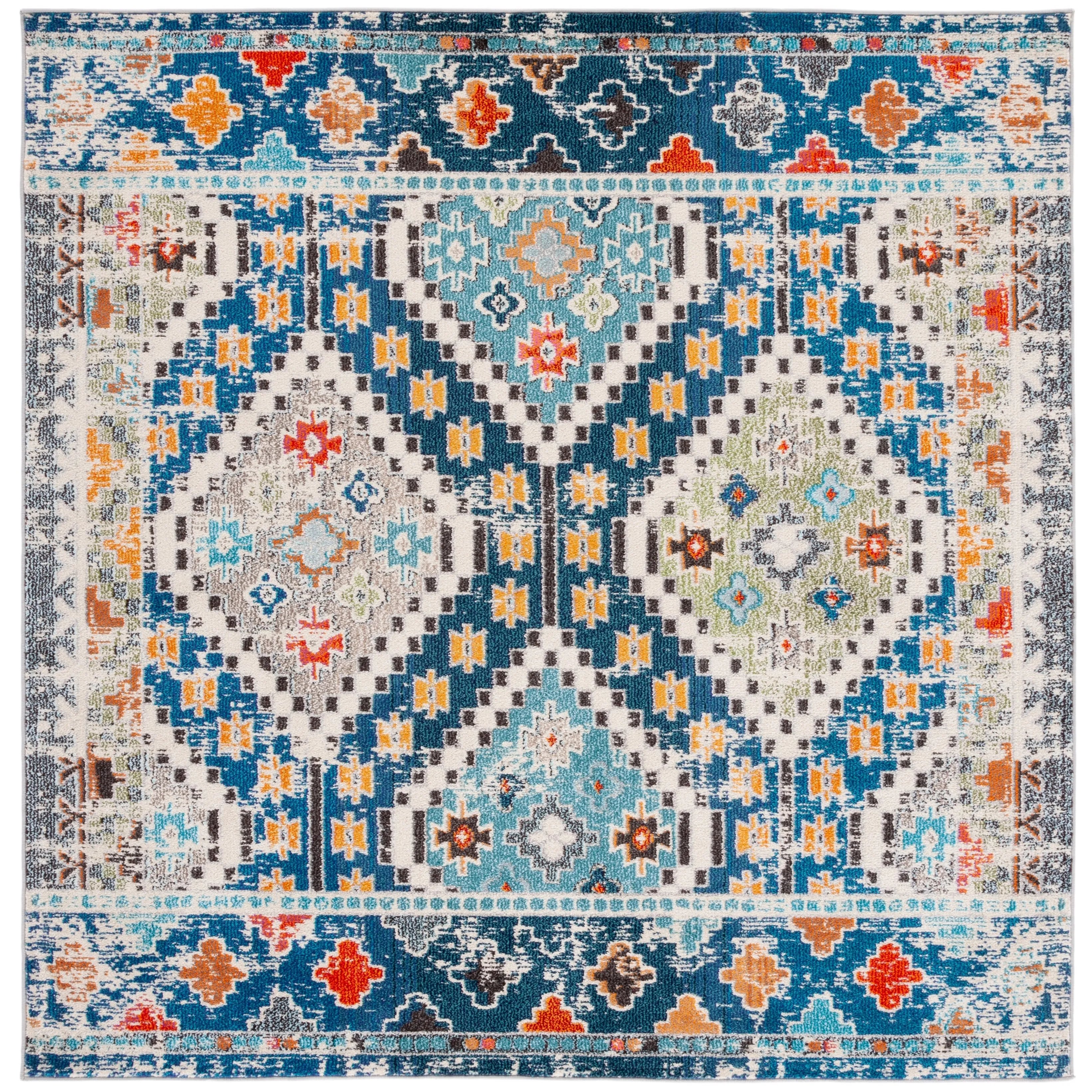 SAFAVIEH. Madison Hortensia Boho Diamond Distressed Rug