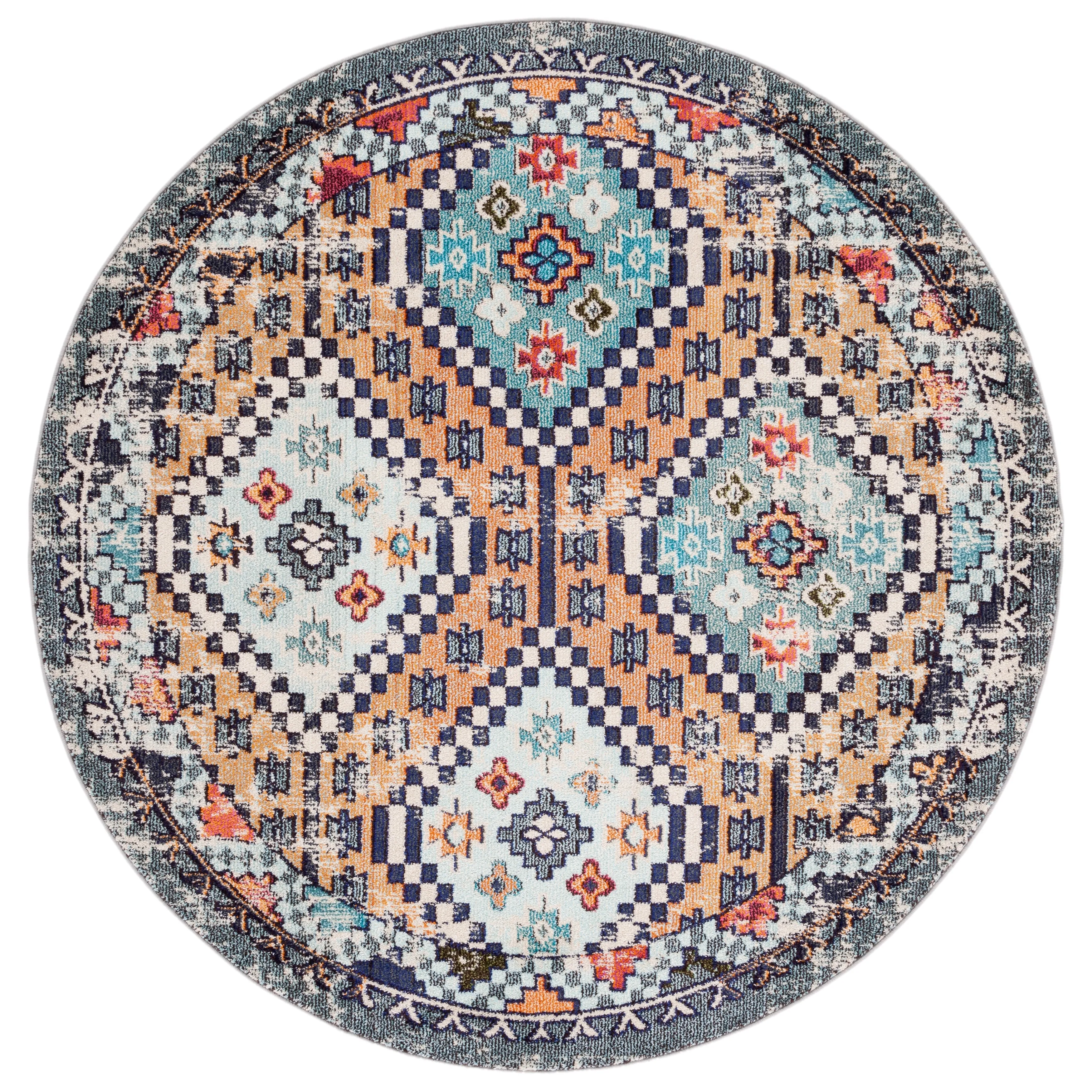 SAFAVIEH. Madison Hortensia Boho Diamond Distressed Rug