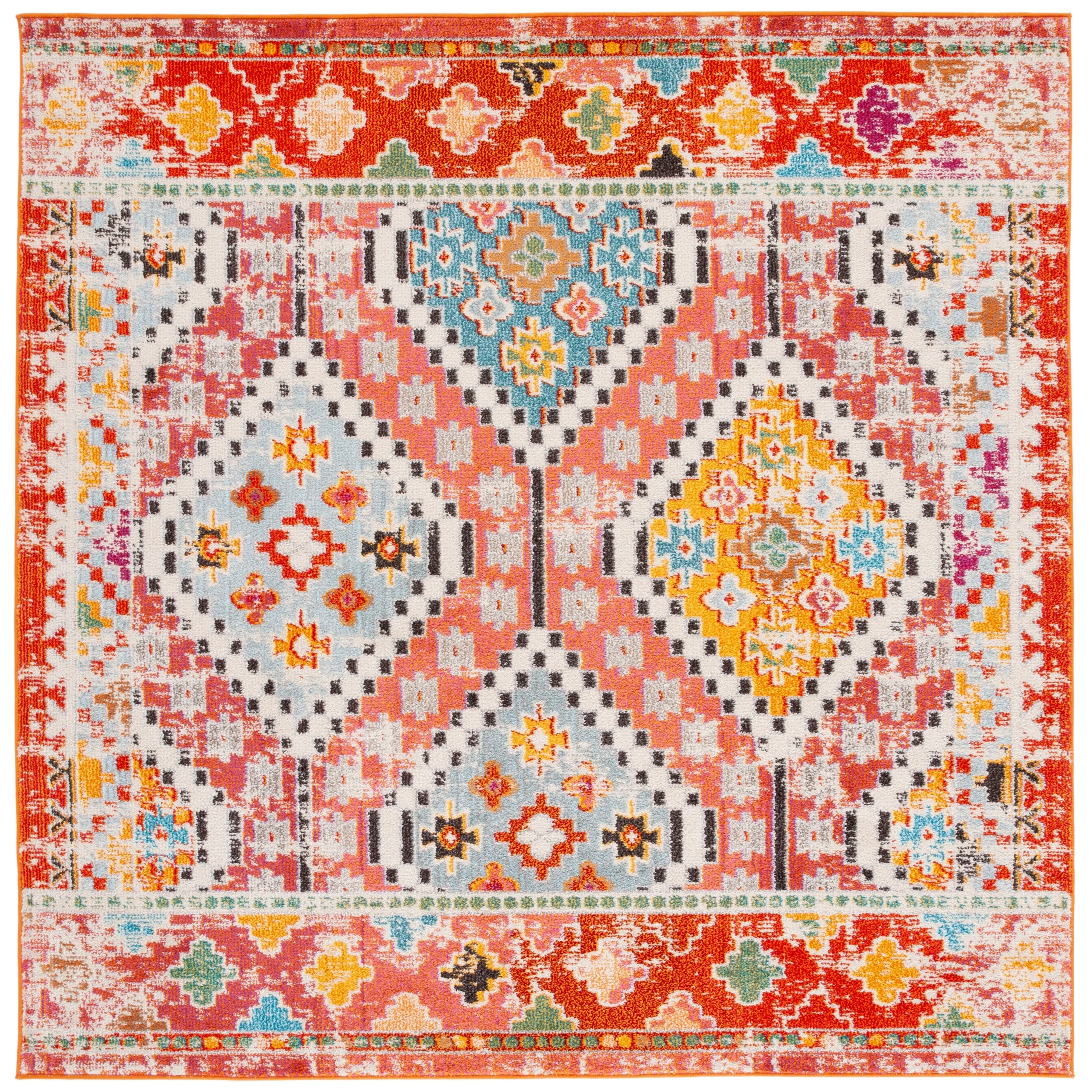 SAFAVIEH. Madison Hortensia Boho Diamond Distressed Rug
