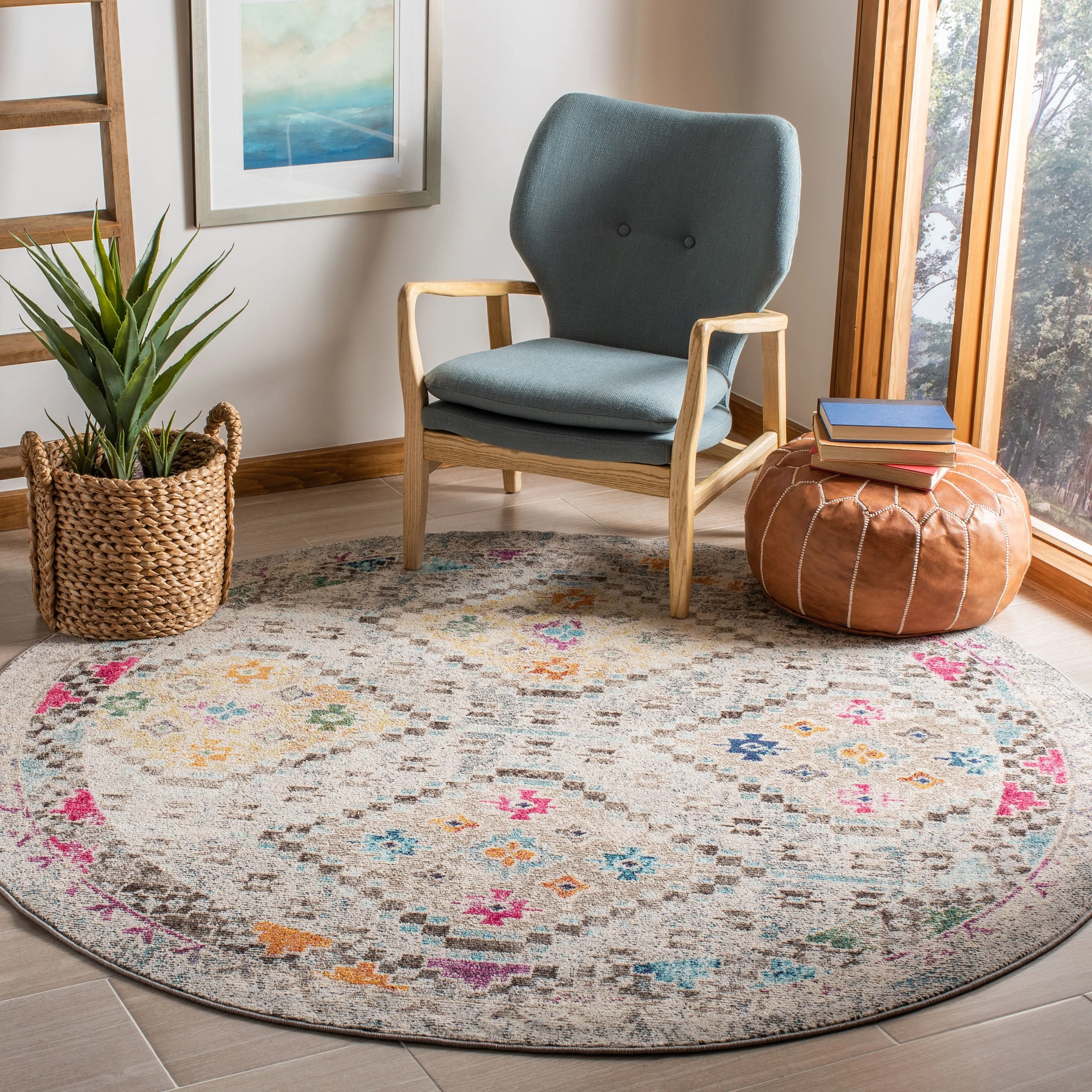 SAFAVIEH. Madison Hortensia Boho Diamond Distressed Rug