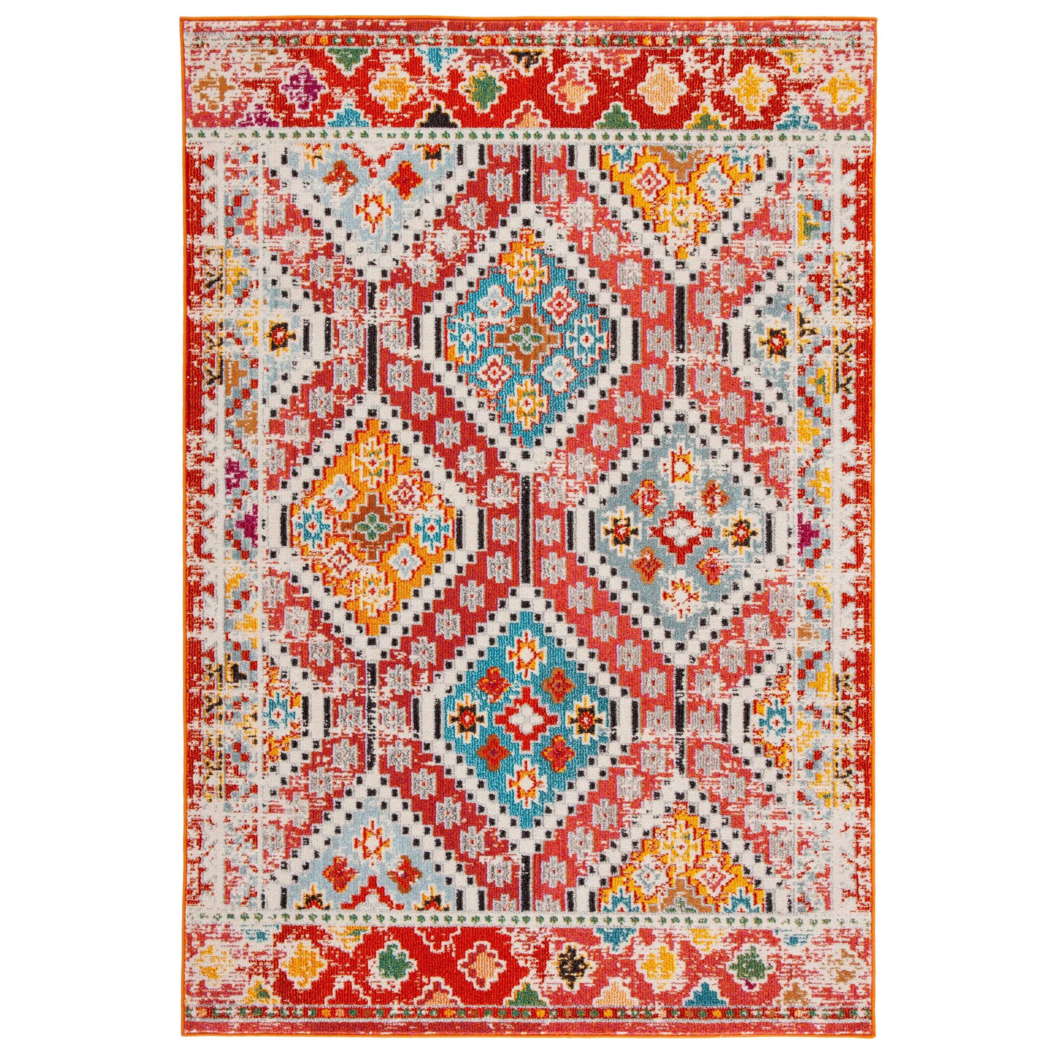 SAFAVIEH. Madison Hortensia Boho Diamond Distressed Rug