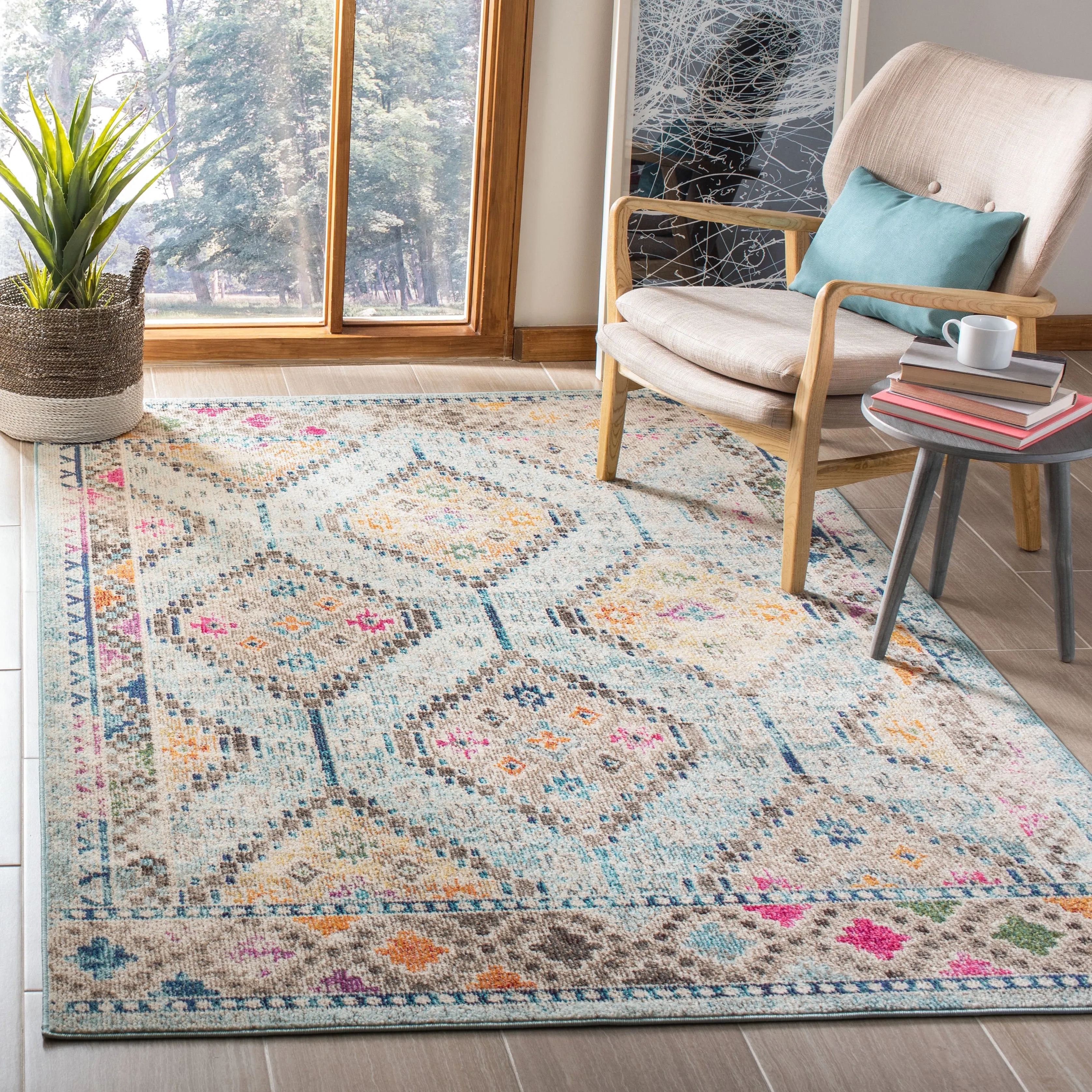 SAFAVIEH. Madison Hortensia Boho Diamond Distressed Rug