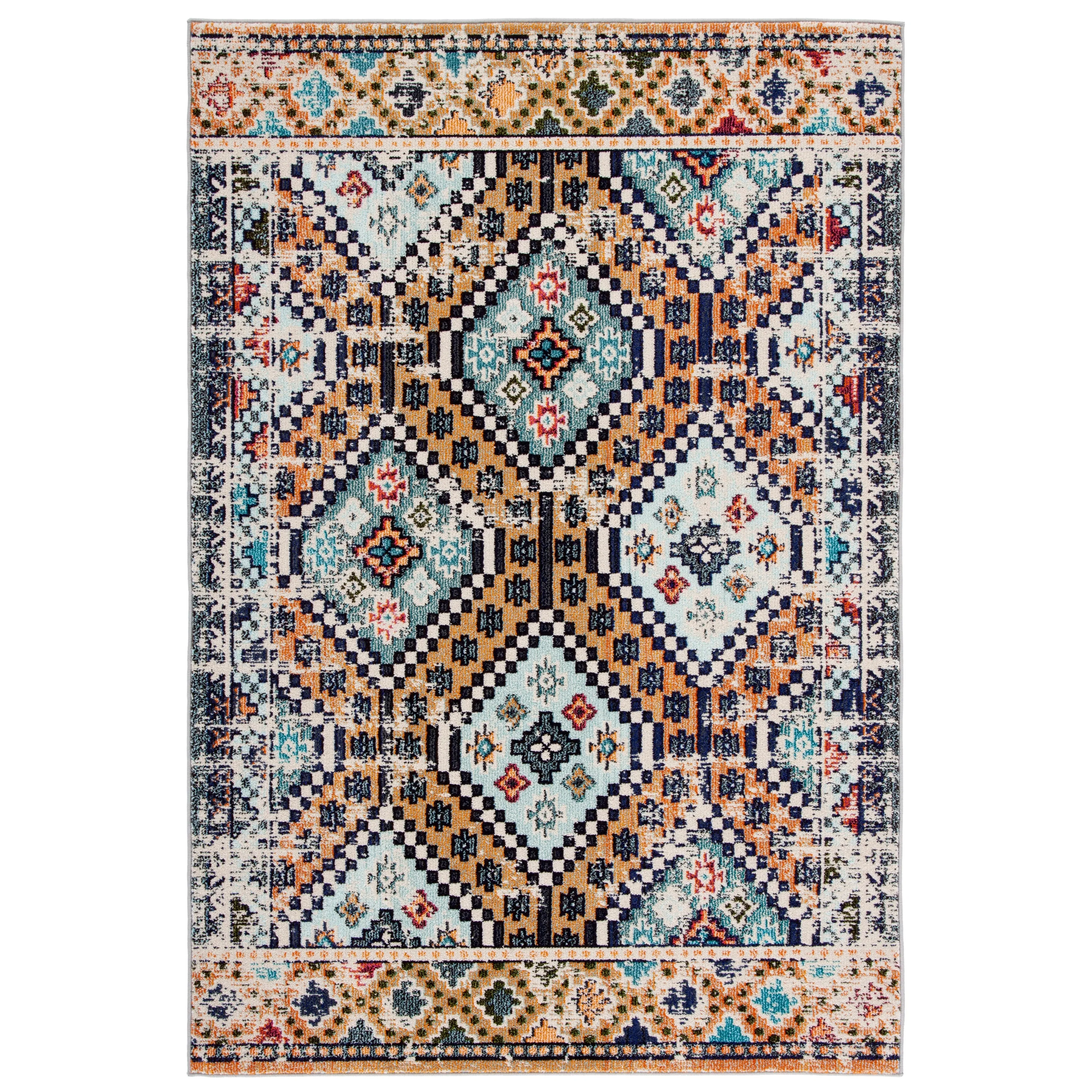 SAFAVIEH. Madison Hortensia Boho Diamond Distressed Rug