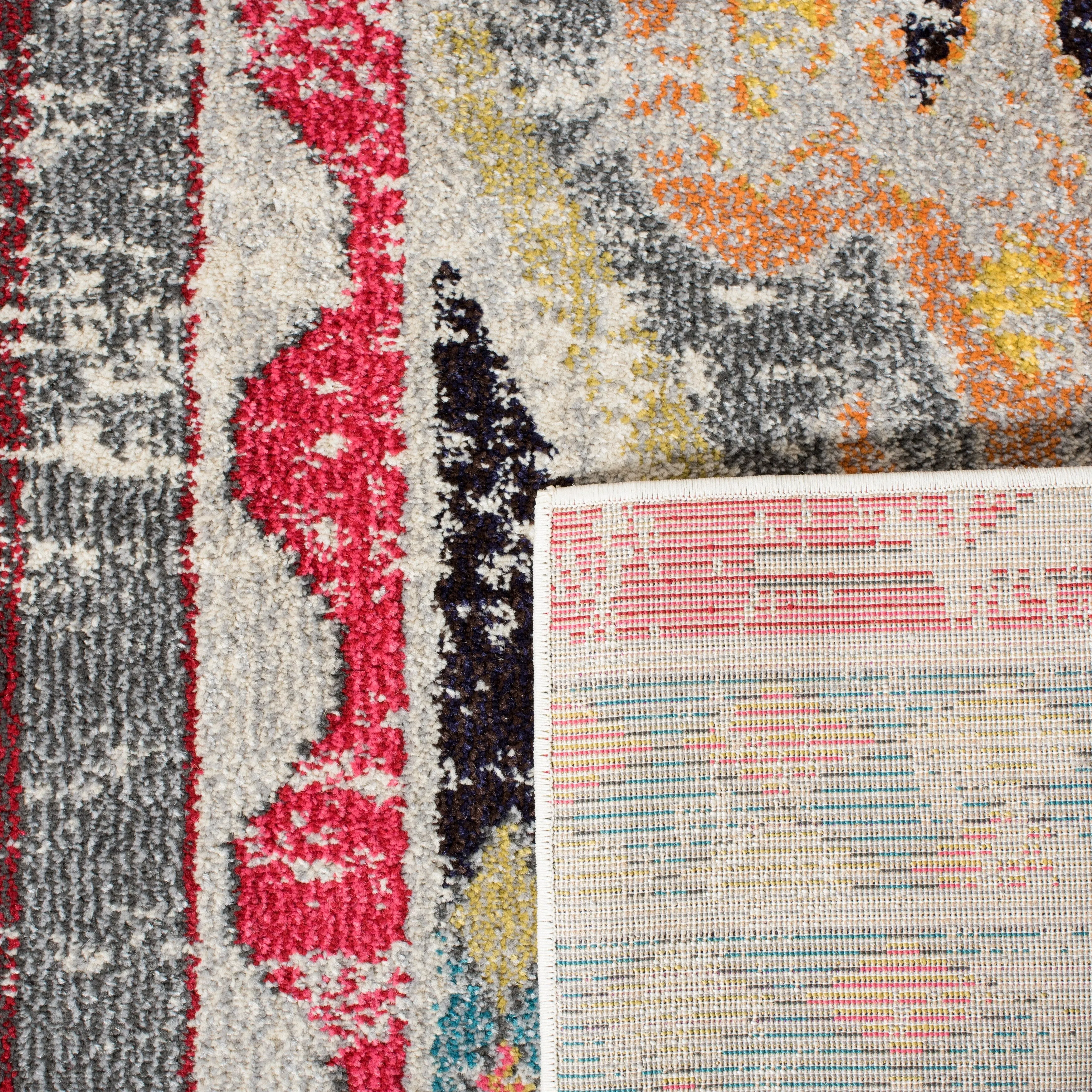 SAFAVIEH Monaco Lumturije Distressed Boho Rug - Light Grey/Multi - 8' x 11'