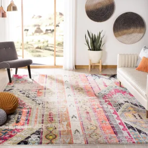 SAFAVIEH Monaco Lumturije Distressed Boho Rug - Light Grey/Multi - 8' x 11'