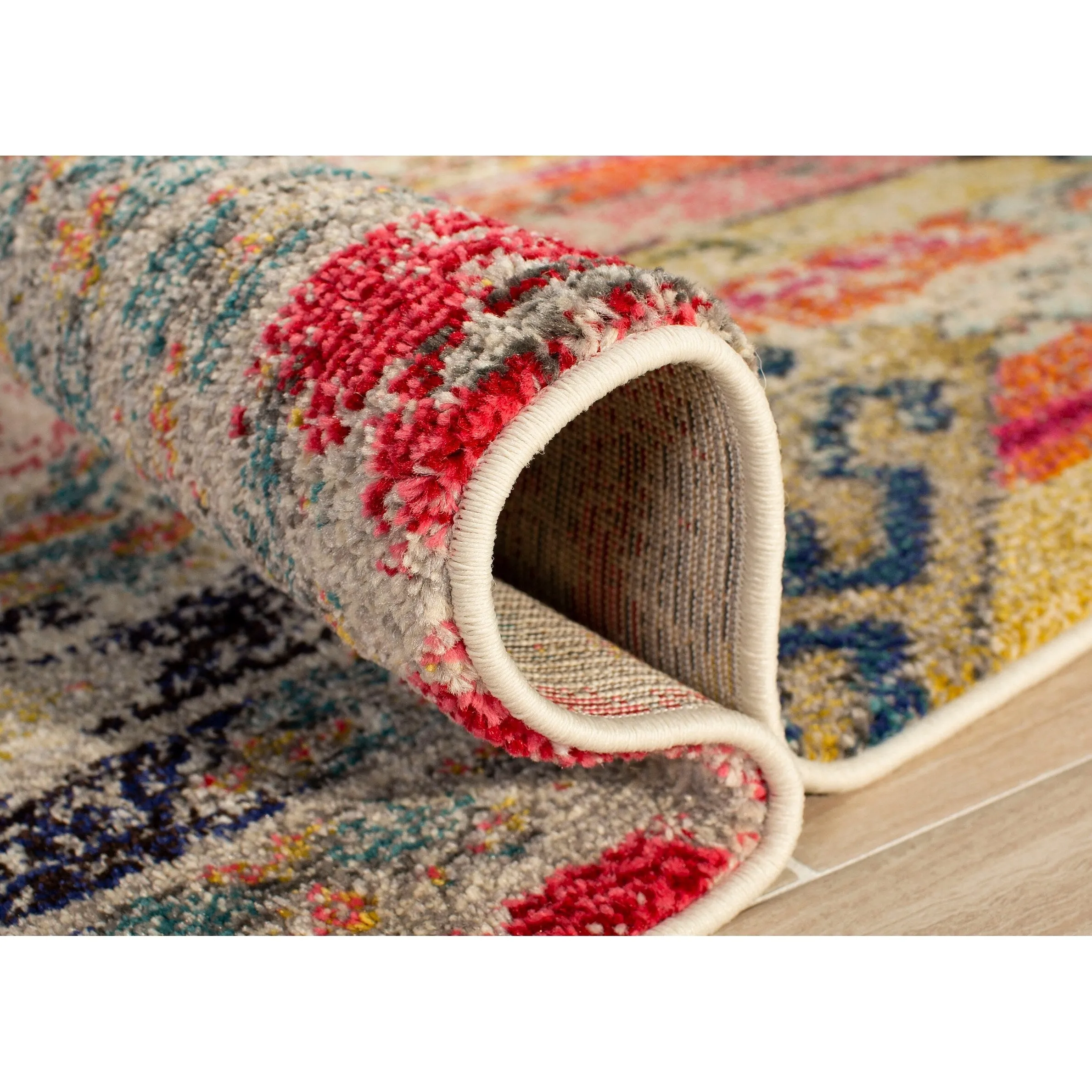 SAFAVIEH Monaco Lumturije Distressed Boho Rug - Light Grey/Multi - 8' x 11'