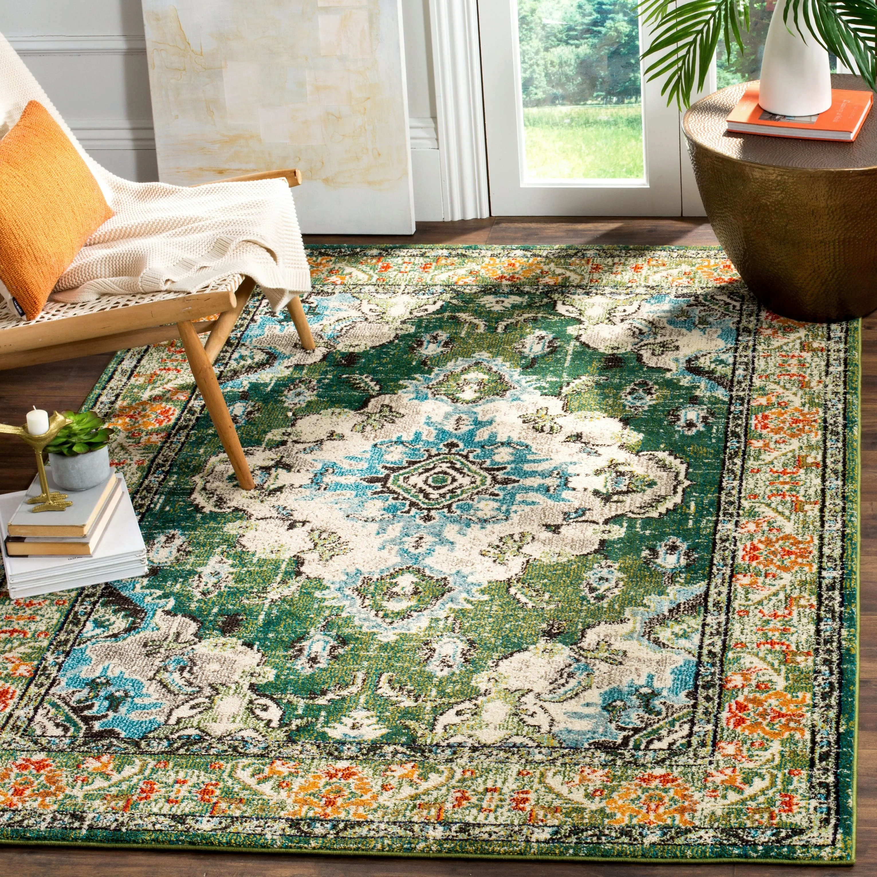 SAFAVIEH Monaco Oceane Boho Medallion Distressed Area Rug