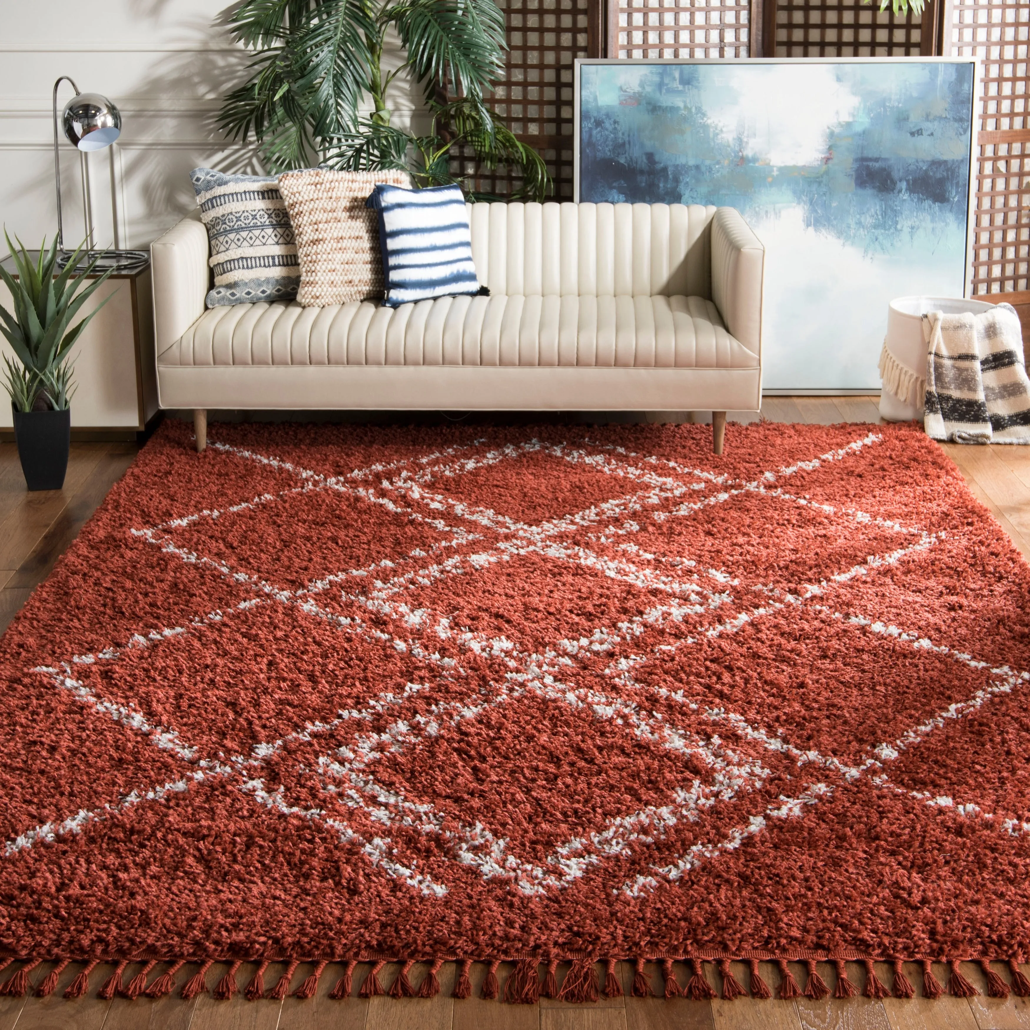 SAFAVIEH Pro Lux Shag Nazmije Moroccan Tassel 2.4-inch Thick