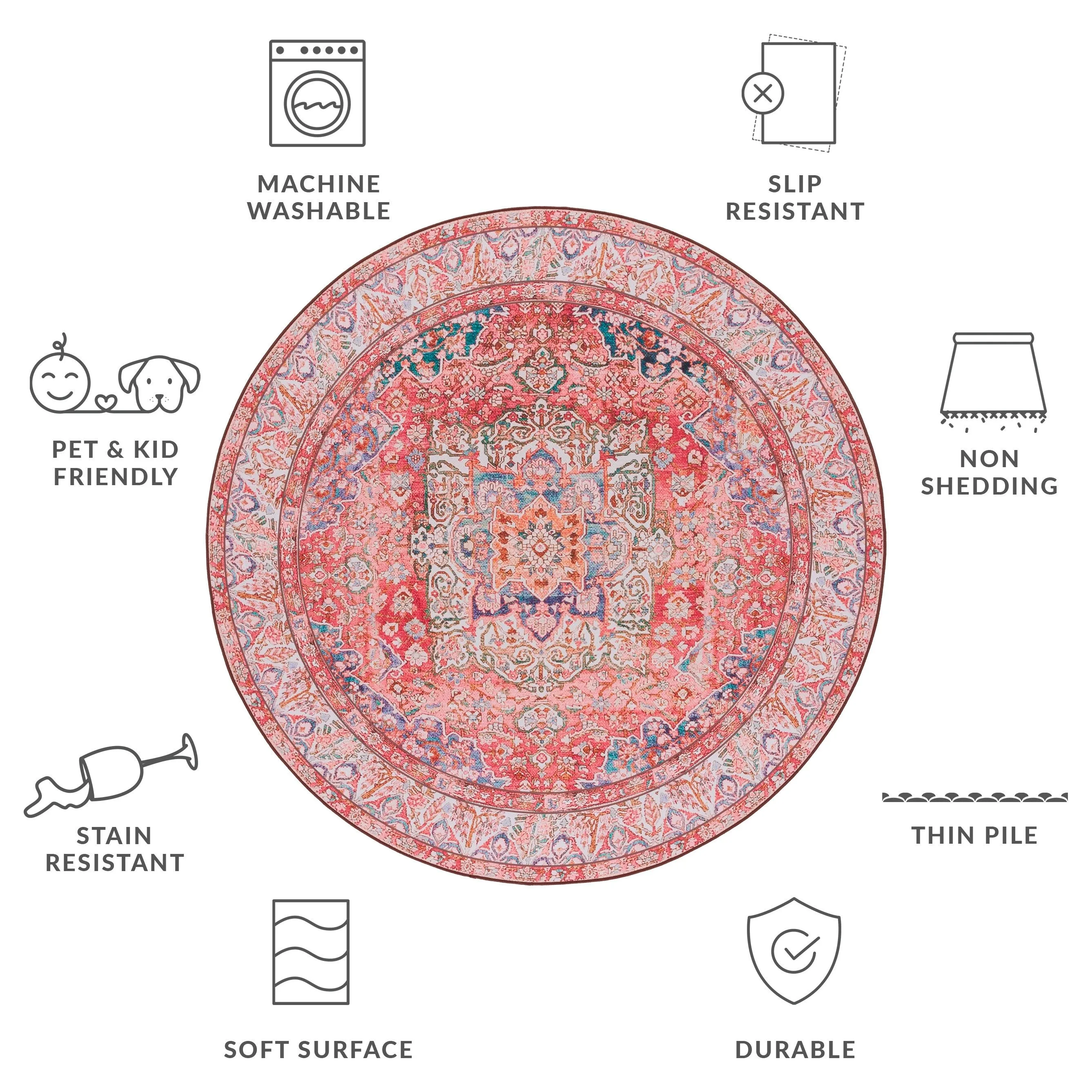 SAFAVIEH Tucson Machine Washable Slip Resistant Fedra Oriental Medallion