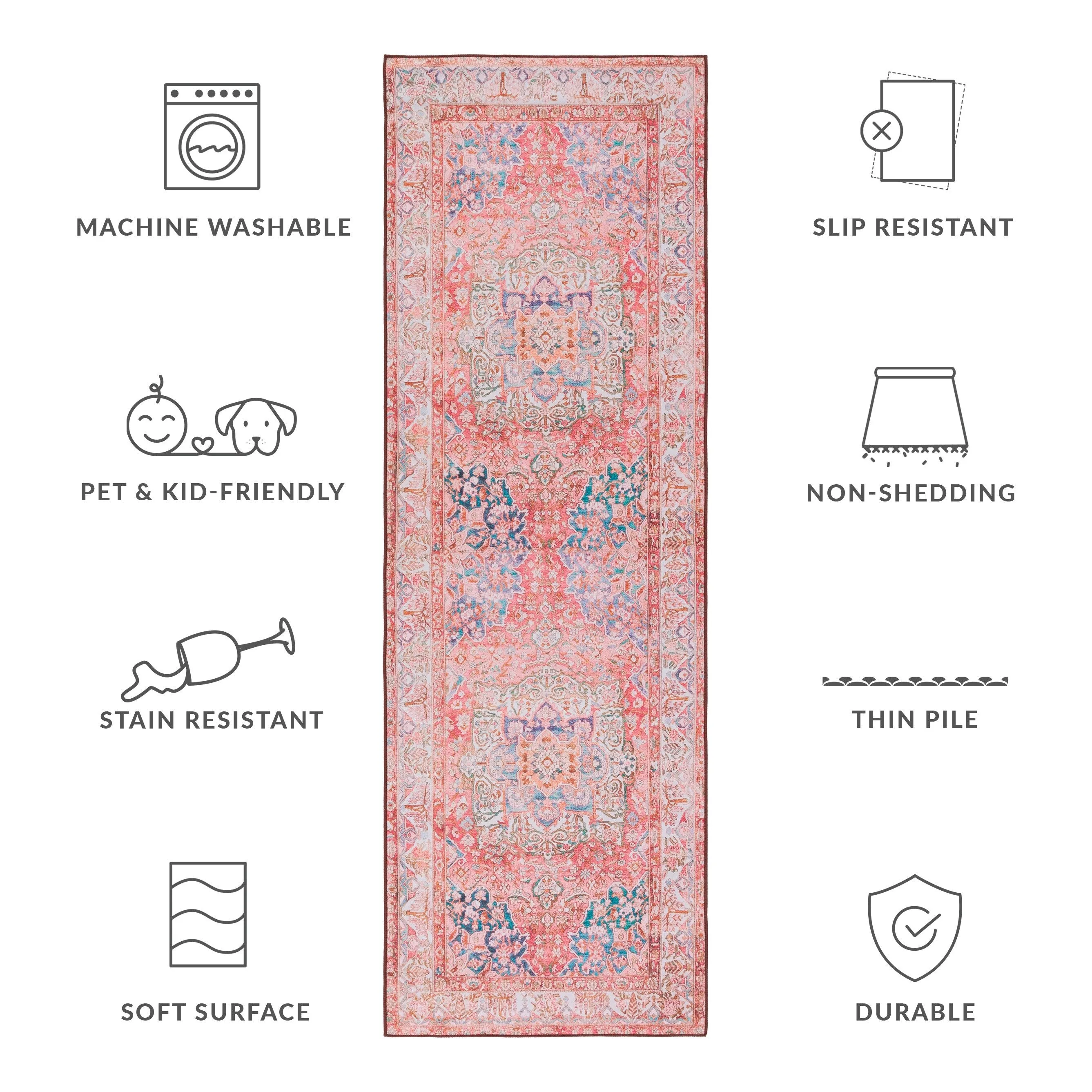 SAFAVIEH Tucson Machine Washable Slip Resistant Fedra Oriental Medallion