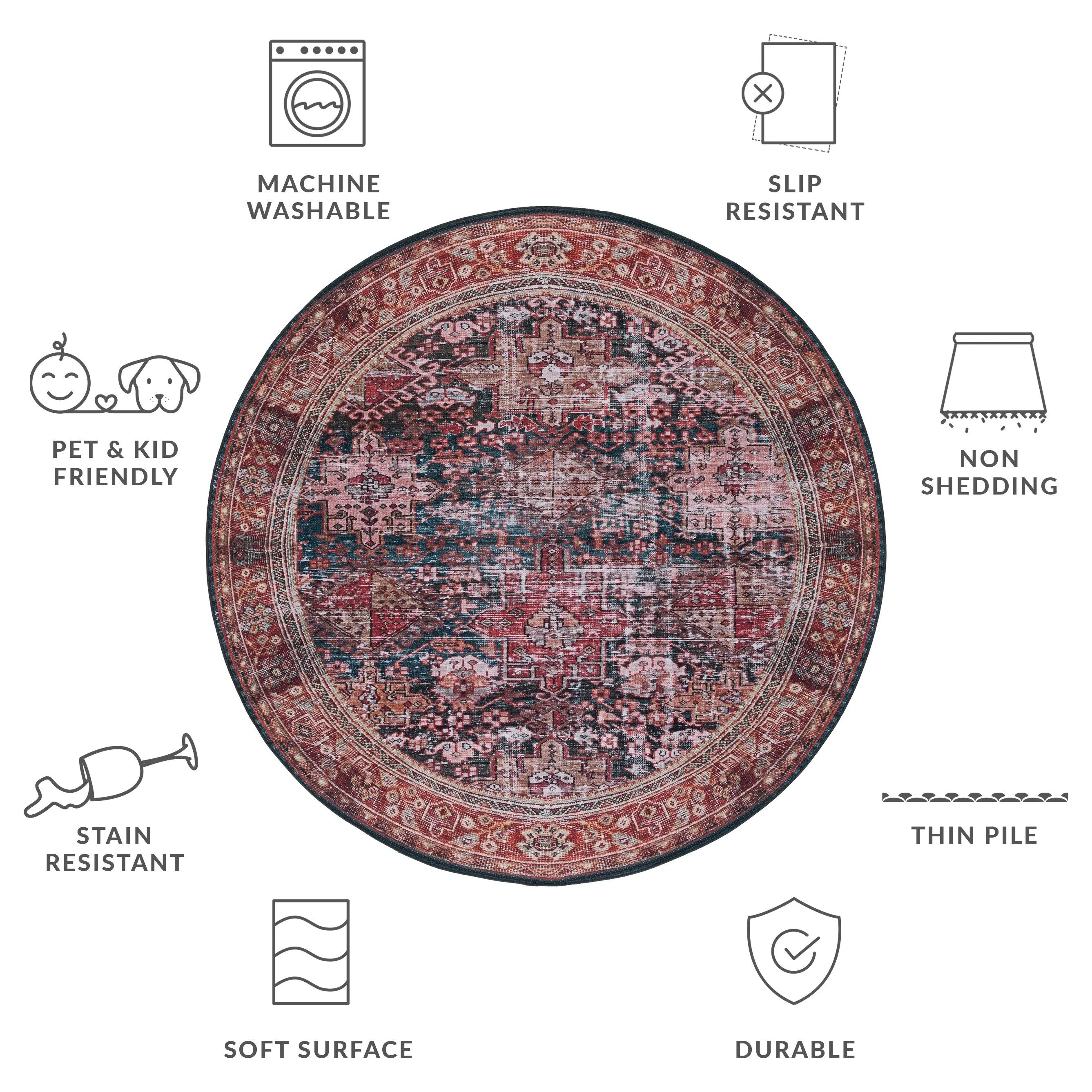 SAFAVIEH Tucson Machine Washable Slip Resistant Gena Oriental Rug