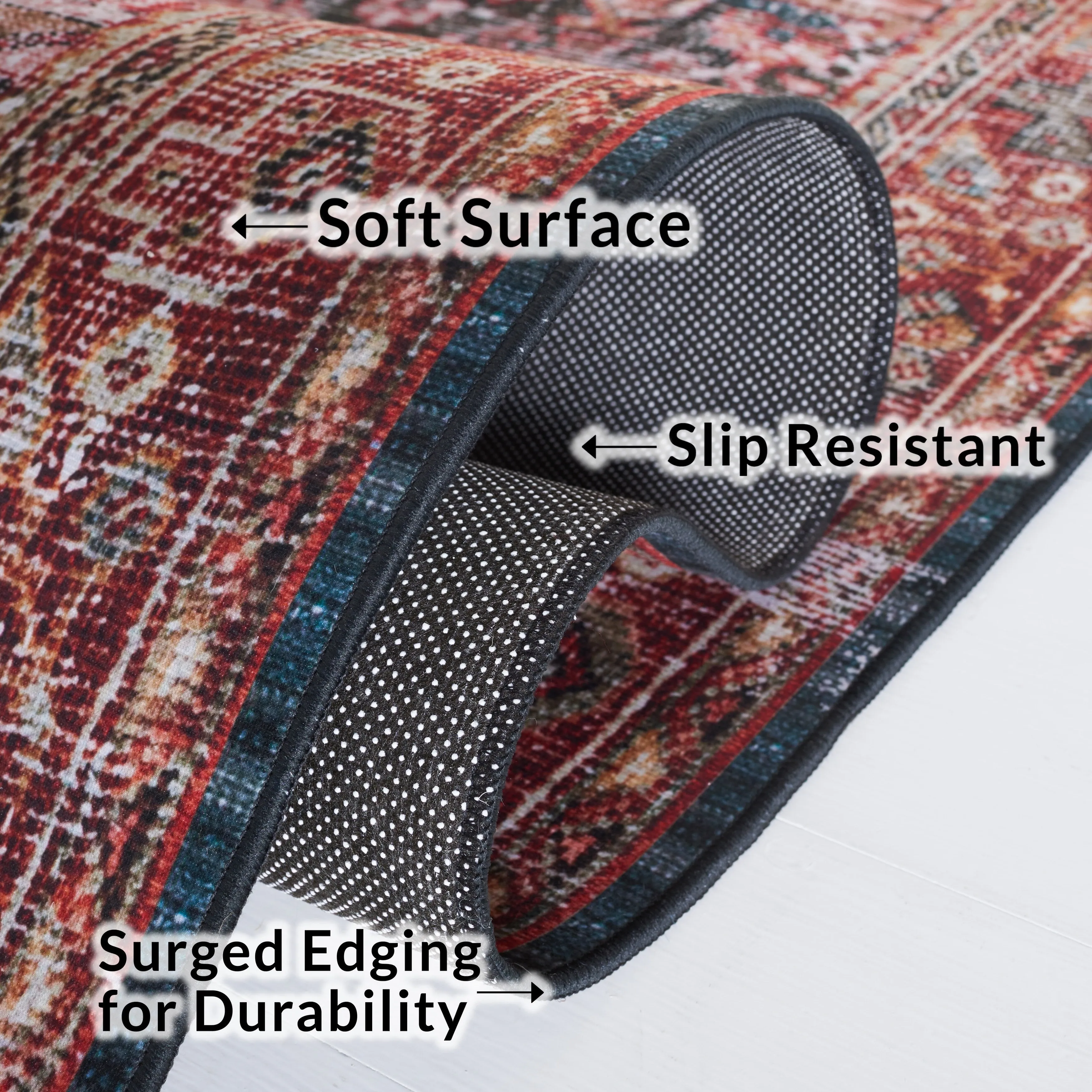 SAFAVIEH Tucson Machine Washable Slip Resistant Gena Oriental Rug