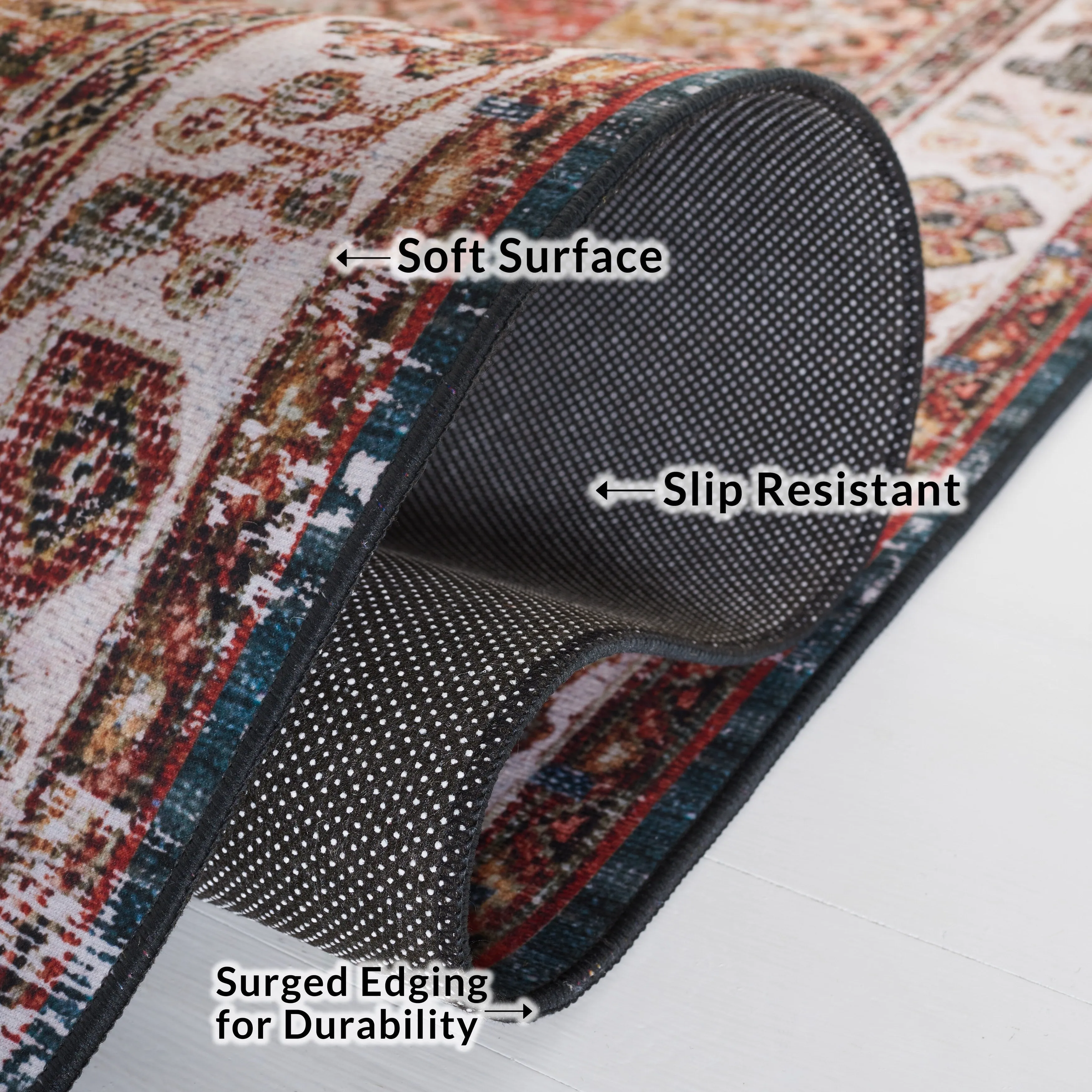 SAFAVIEH Tucson Machine Washable Slip Resistant Gena Oriental Rug