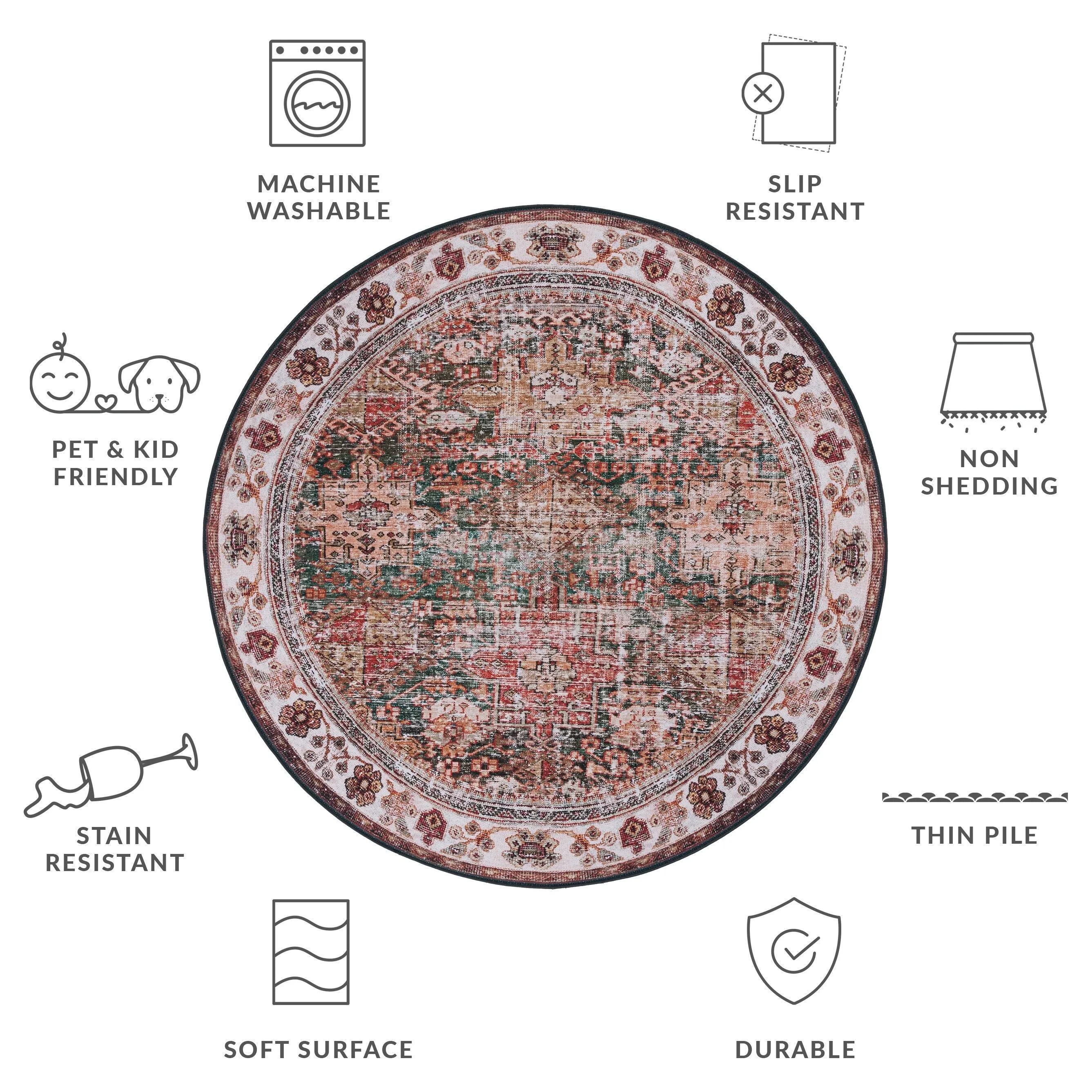 SAFAVIEH Tucson Machine Washable Slip Resistant Gena Oriental Rug
