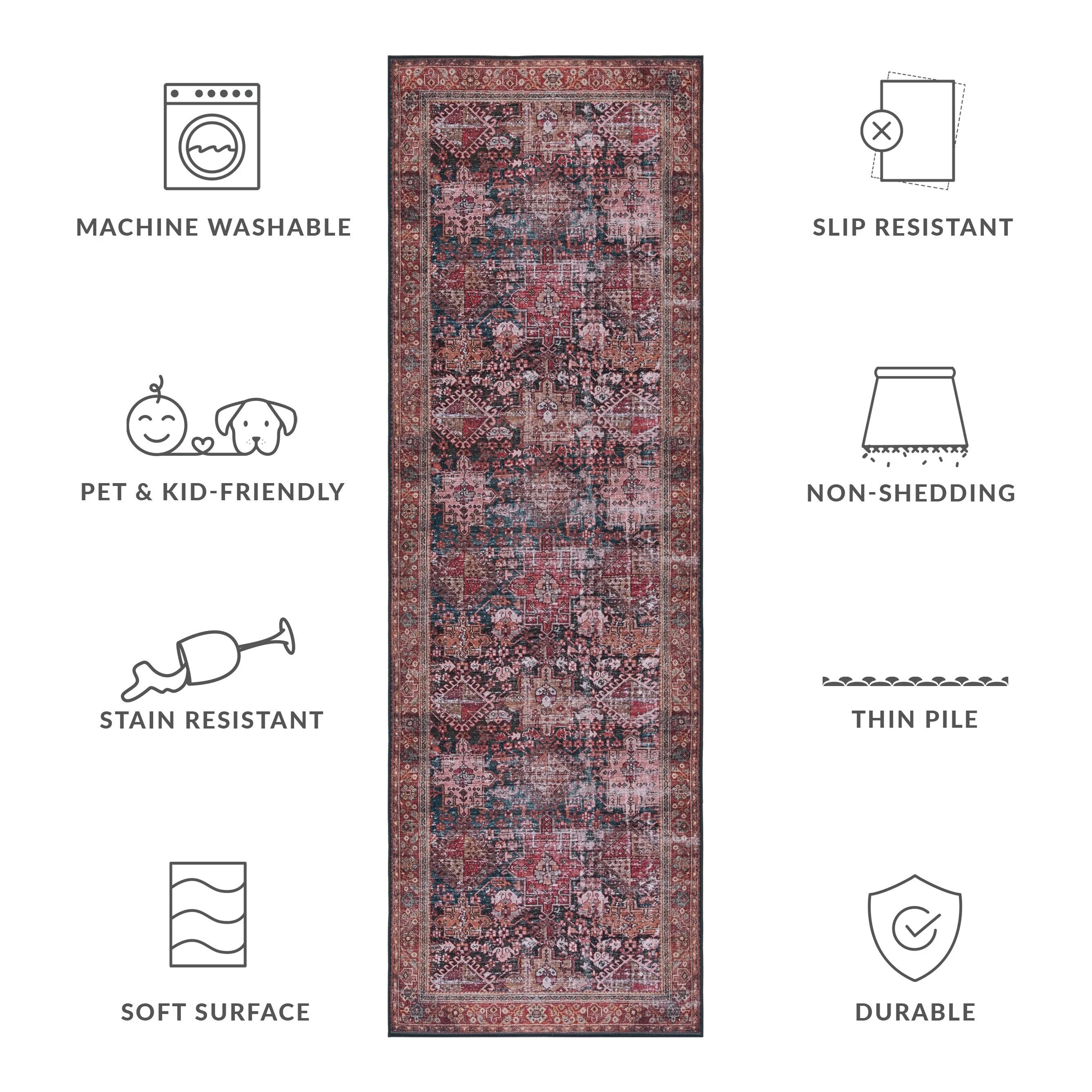SAFAVIEH Tucson Machine Washable Slip Resistant Gena Oriental Rug