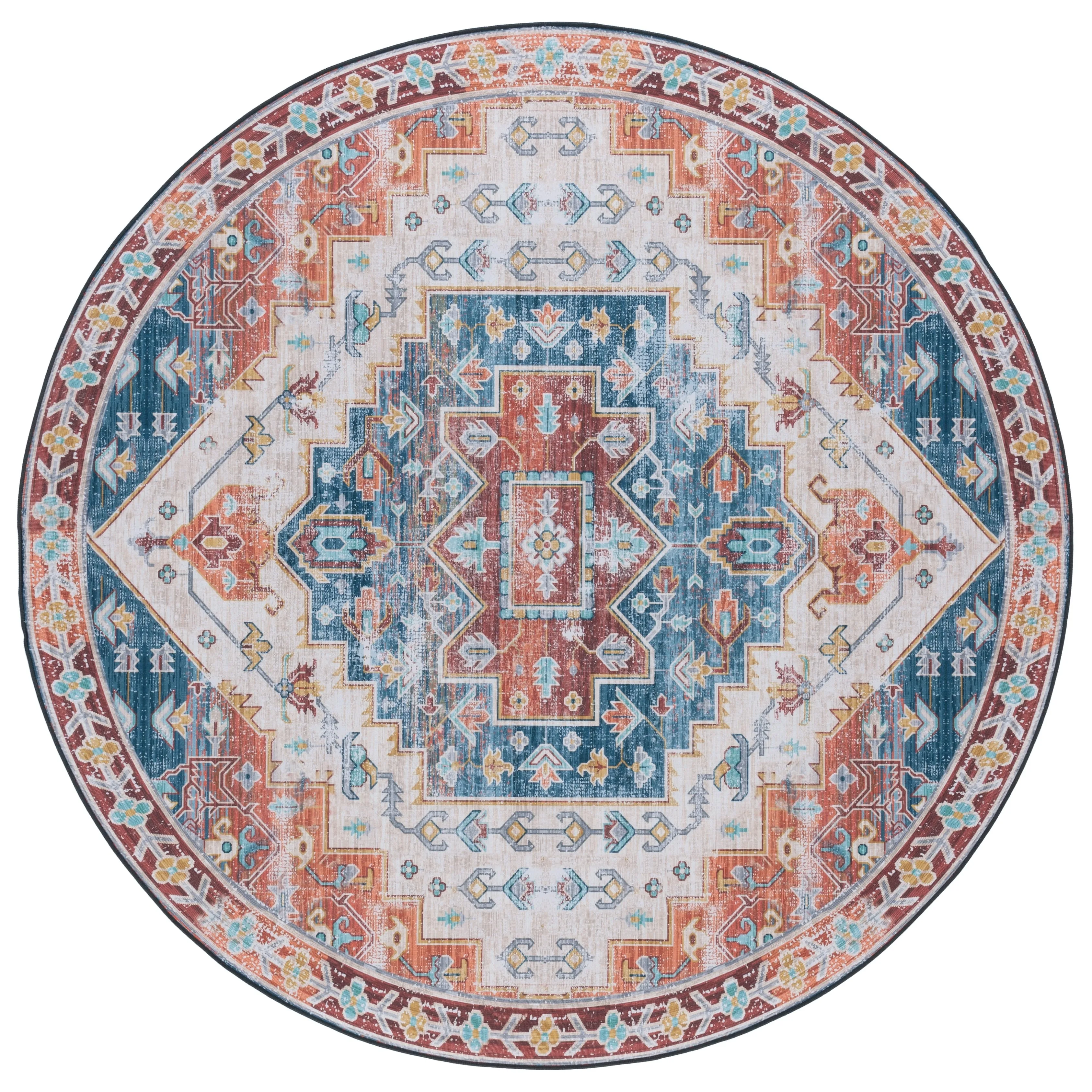 SAFAVIEH Tucson Machine Washable Slip Resistant Janeta Oriental Medallion
