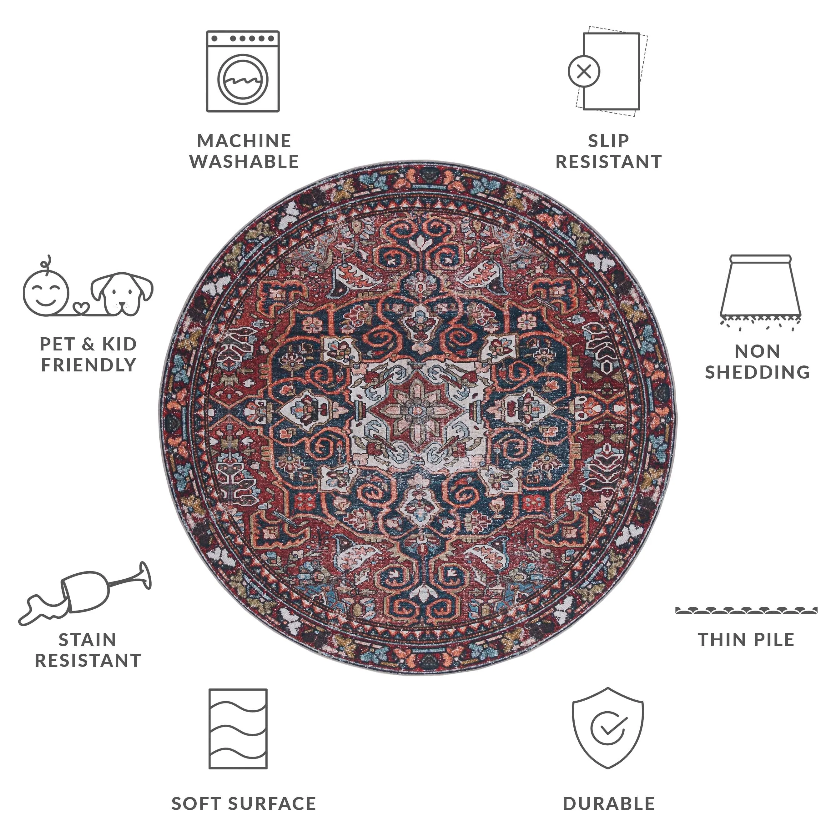 SAFAVIEH Tucson Machine Washable Slip Resistant Kizzie Oriental Rug