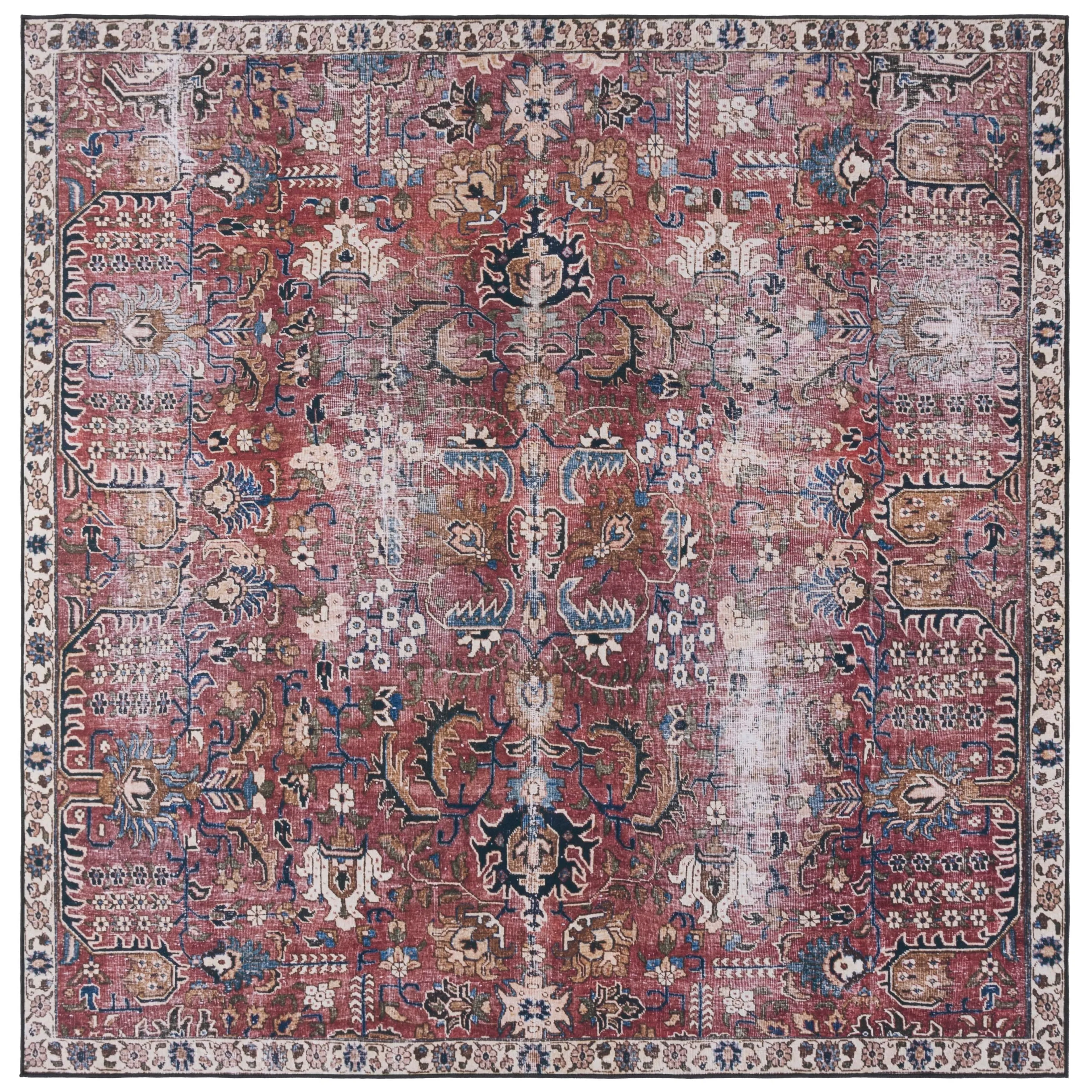 SAFAVIEH Tucson Machine Washable Slip Resistant Loula Oriental Distressed