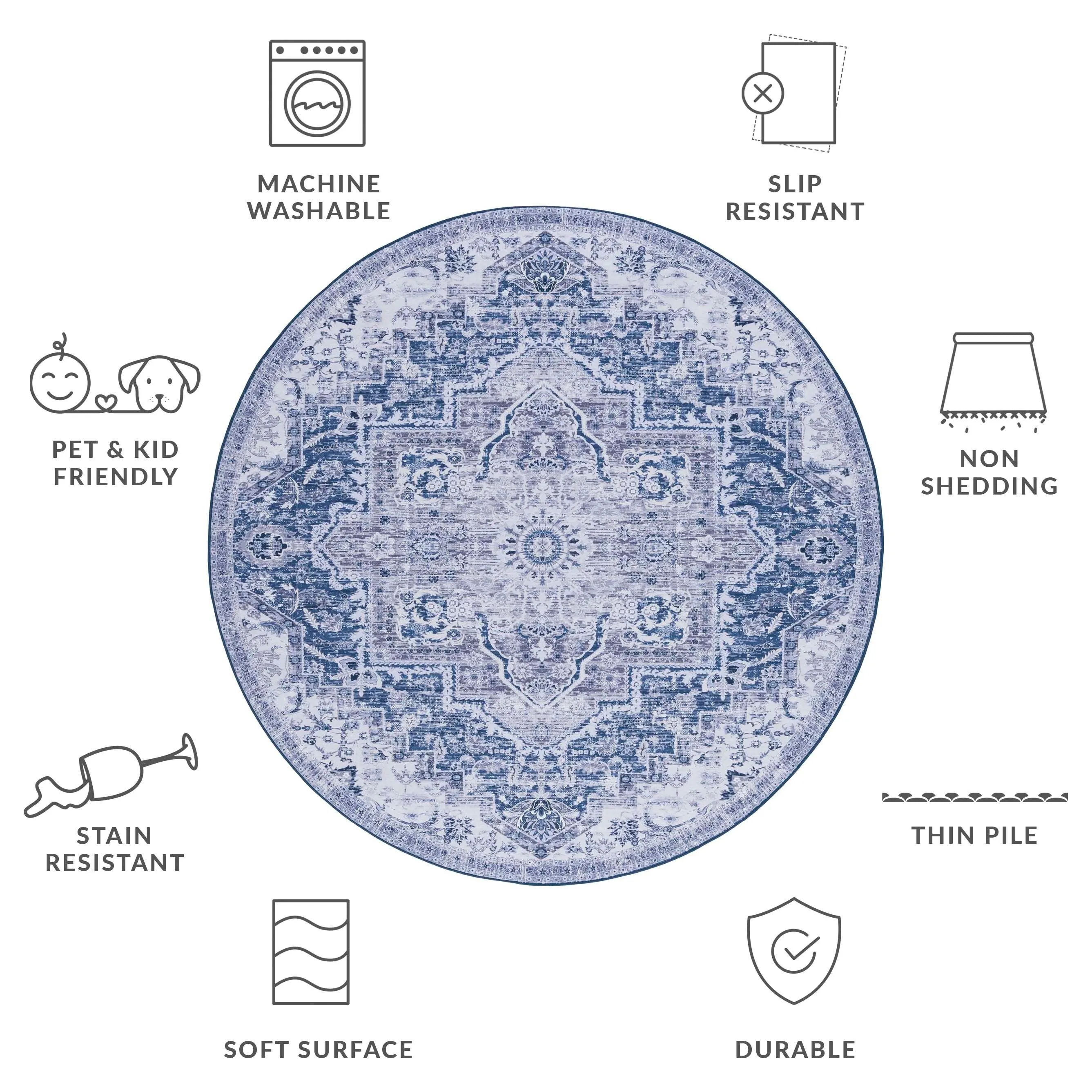 SAFAVIEH Tucson Machine Washable Slip Resistant Mallaury Distressed Rug