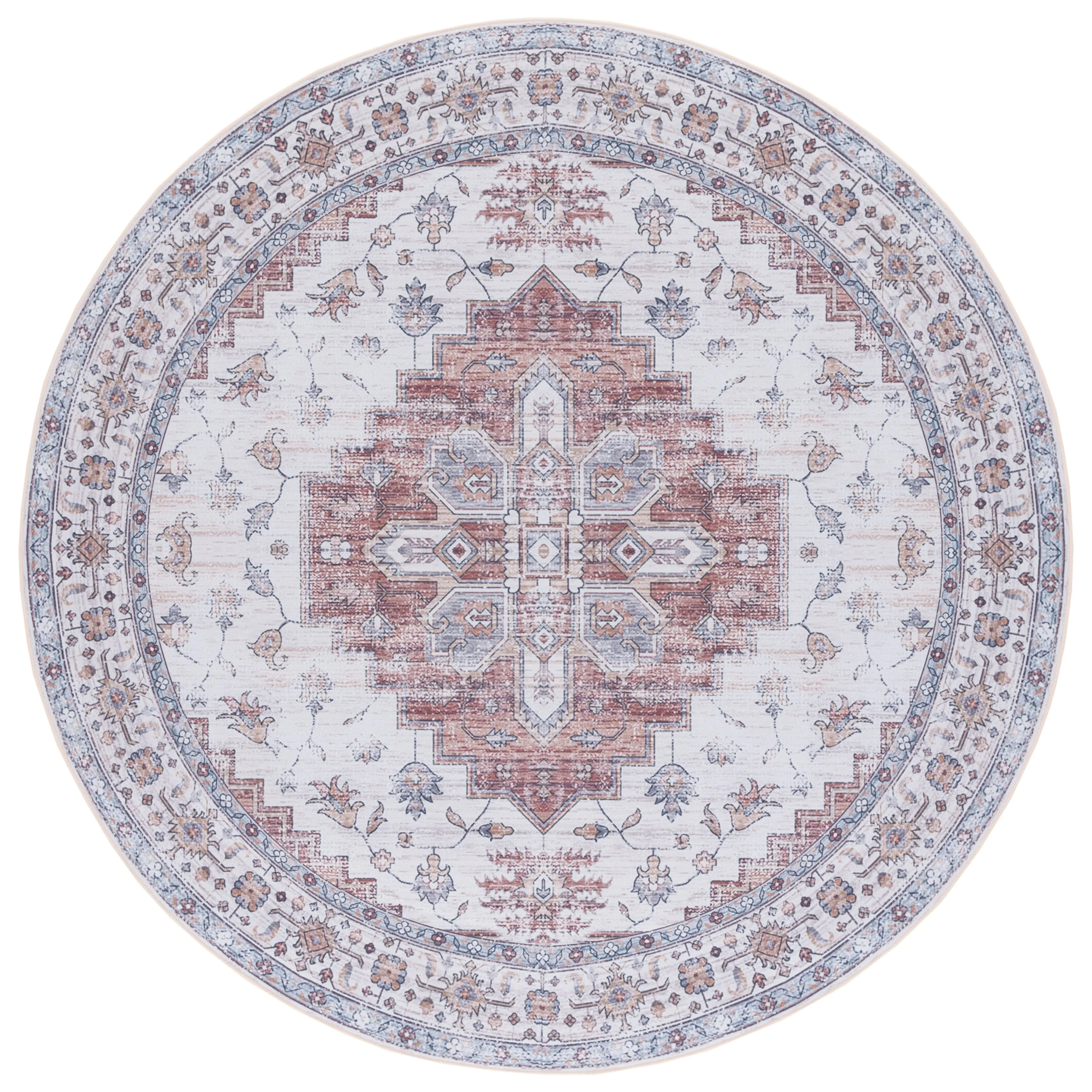 SAFAVIEH Tucson Machine Washable Slip Resistant Malvina Oriental Medallion