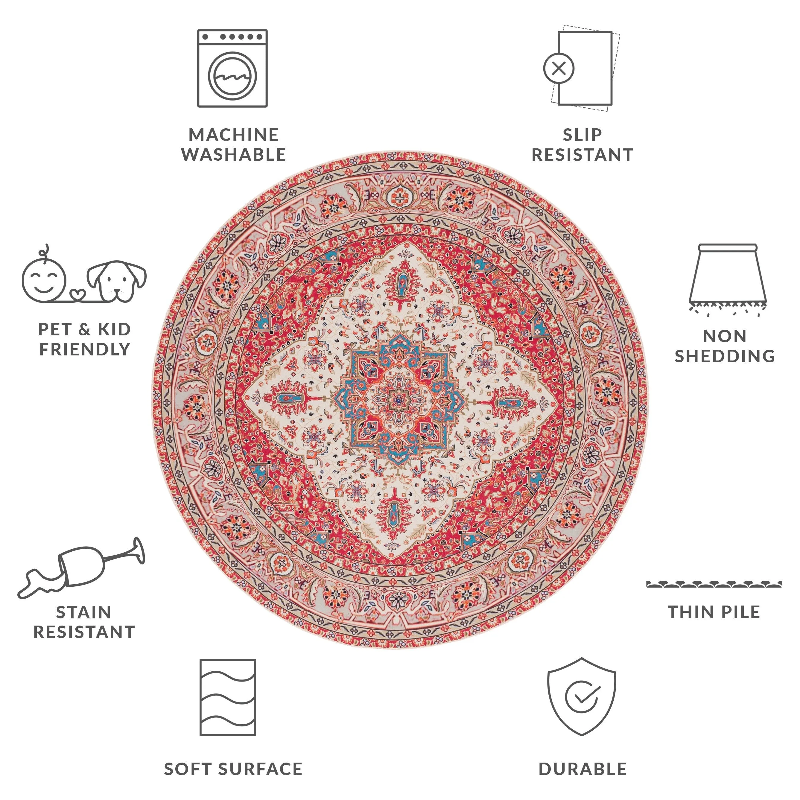 SAFAVIEH Tucson Machine Washable Slip Resistant Mazie Oriental Medallion