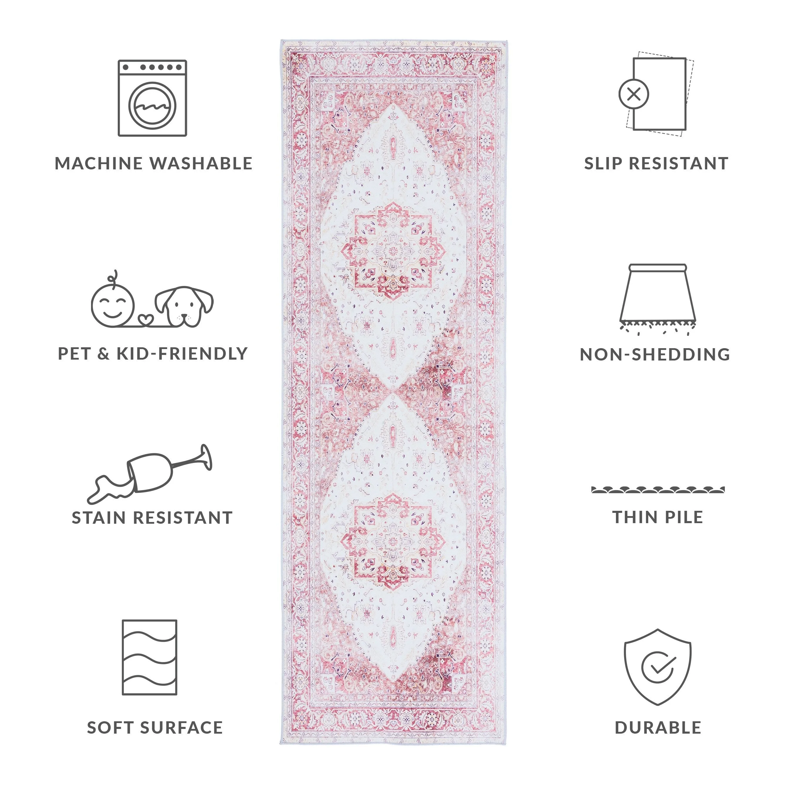 SAFAVIEH Tucson Machine Washable Slip Resistant Mazie Oriental Medallion