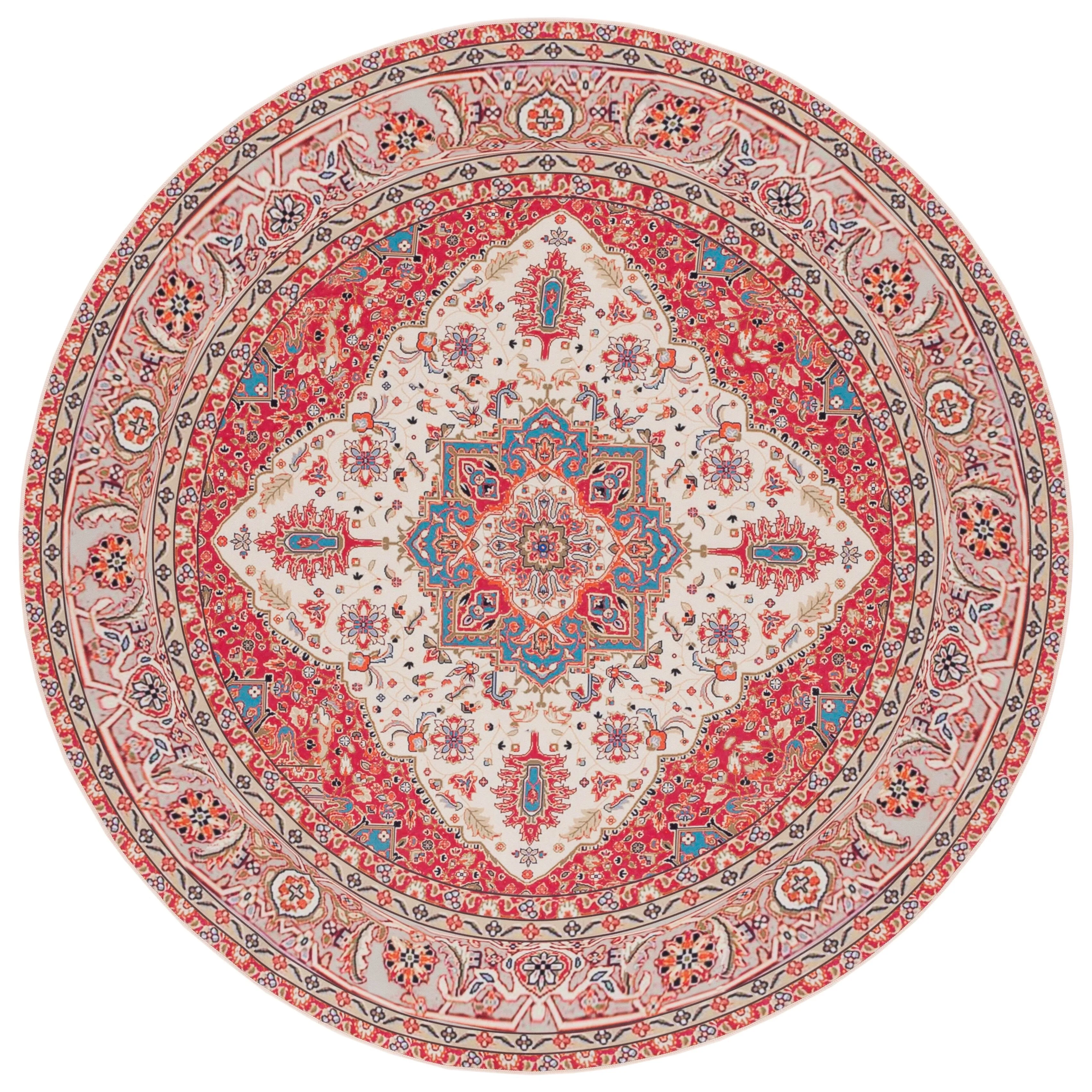 SAFAVIEH Tucson Machine Washable Slip Resistant Mazie Oriental Medallion