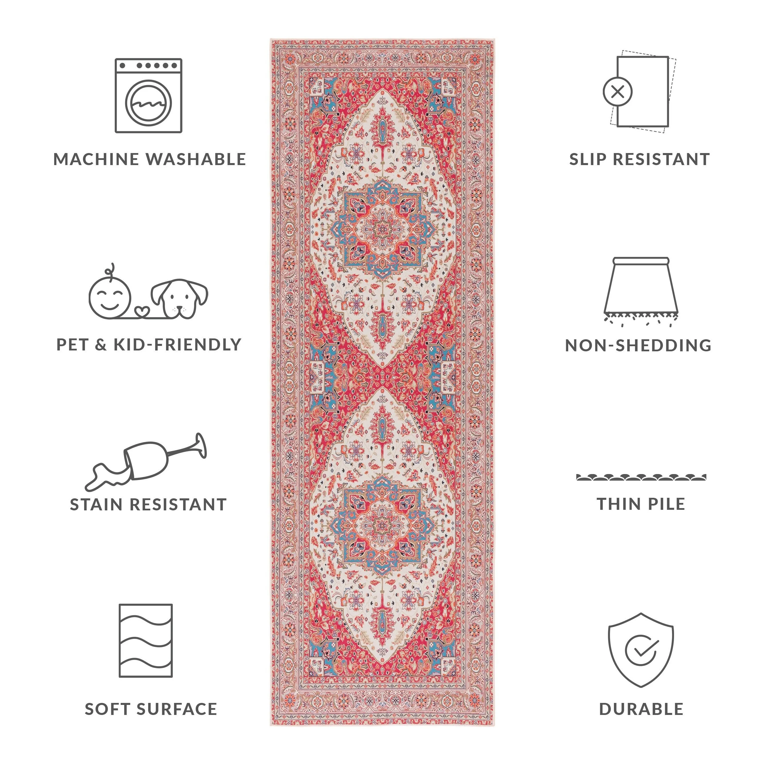 SAFAVIEH Tucson Machine Washable Slip Resistant Mazie Oriental Medallion