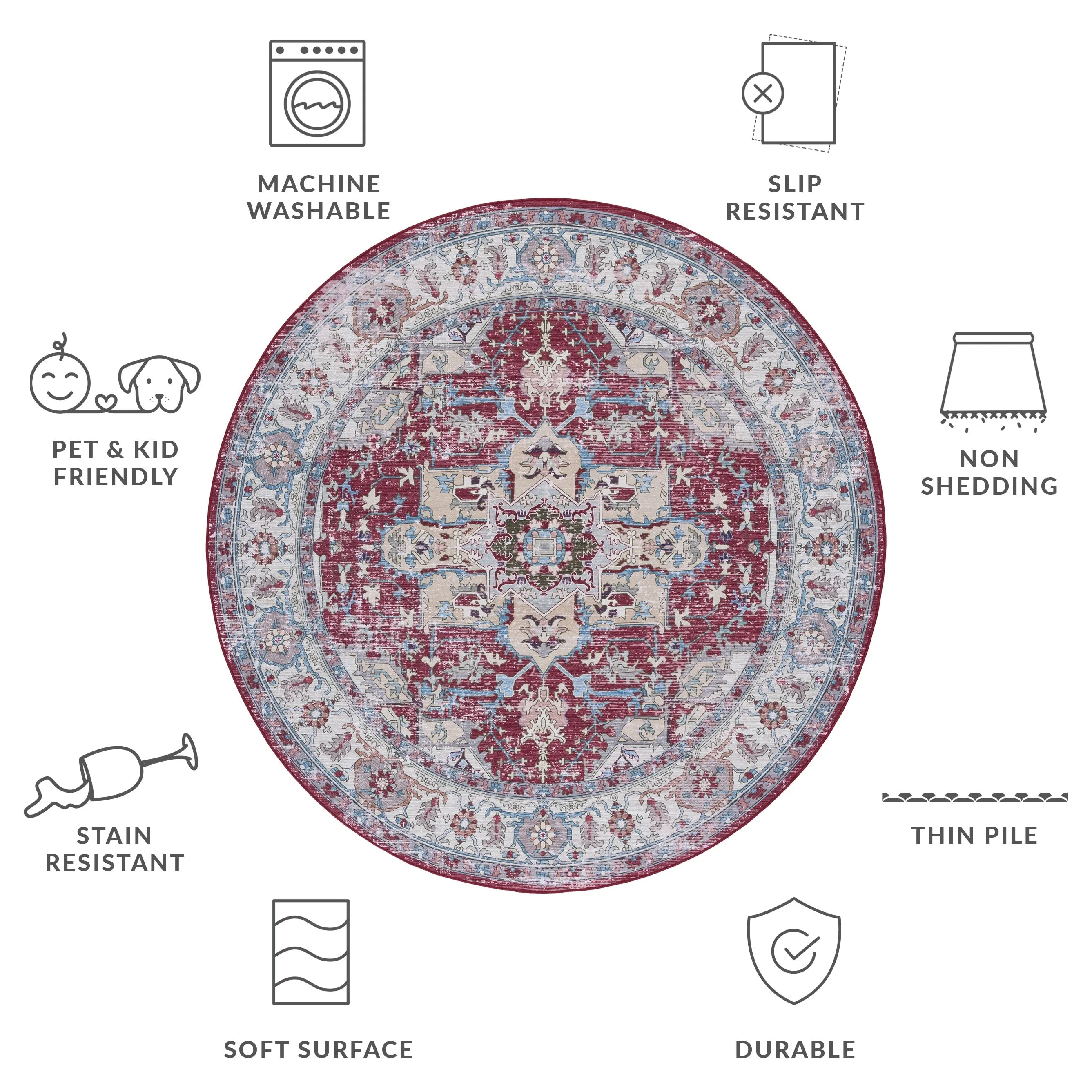 SAFAVIEH Tucson Machine Washable Slip Resistant Salome Oriental Medallion