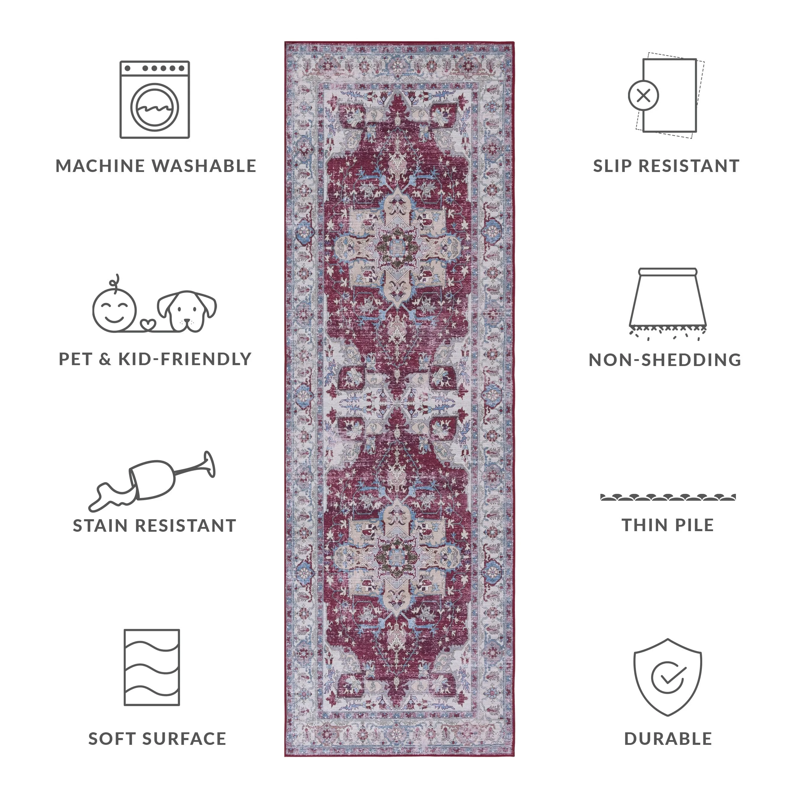 SAFAVIEH Tucson Machine Washable Slip Resistant Salome Oriental Medallion