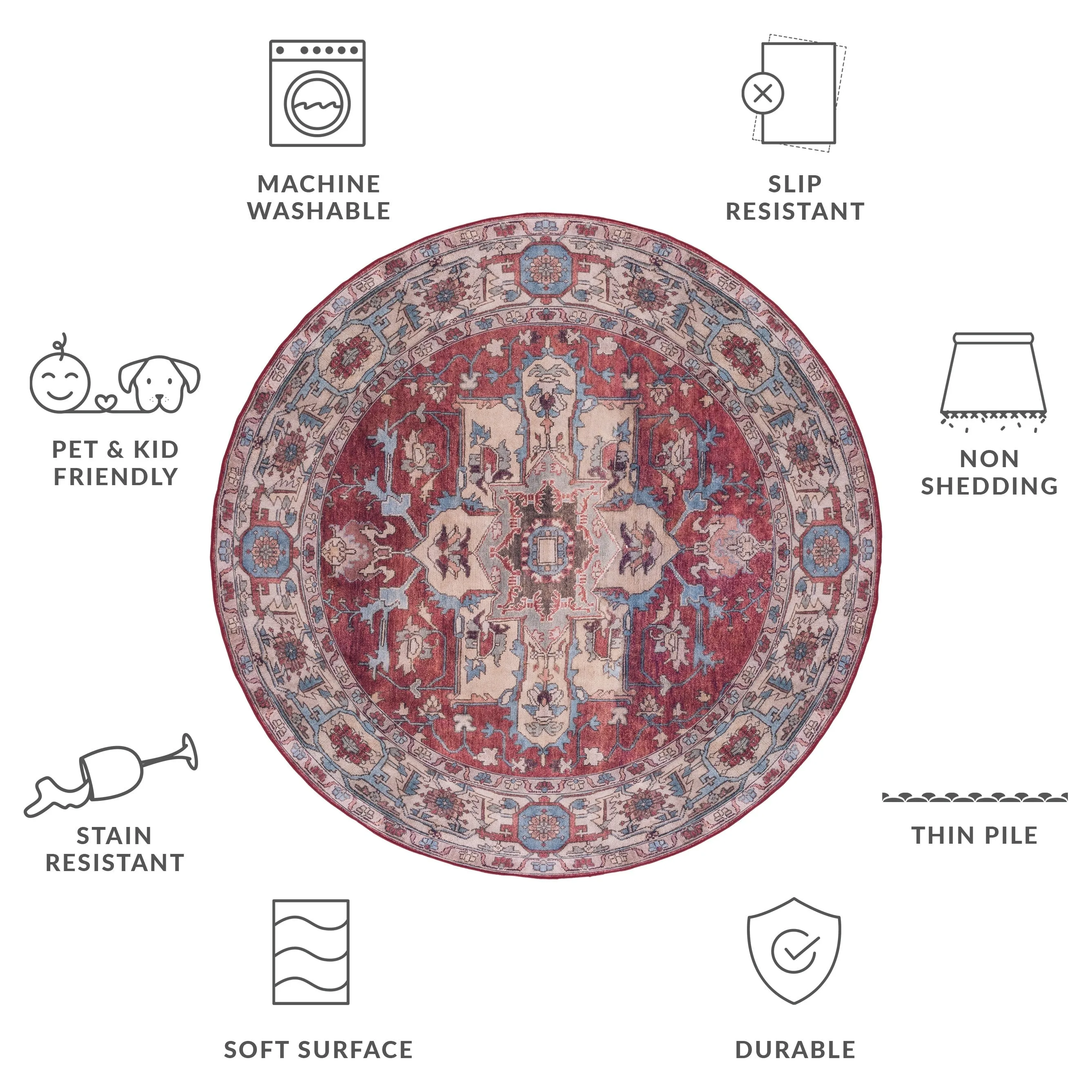 SAFAVIEH Tucson Machine Washable Slip Resistant Salome Oriental Medallion