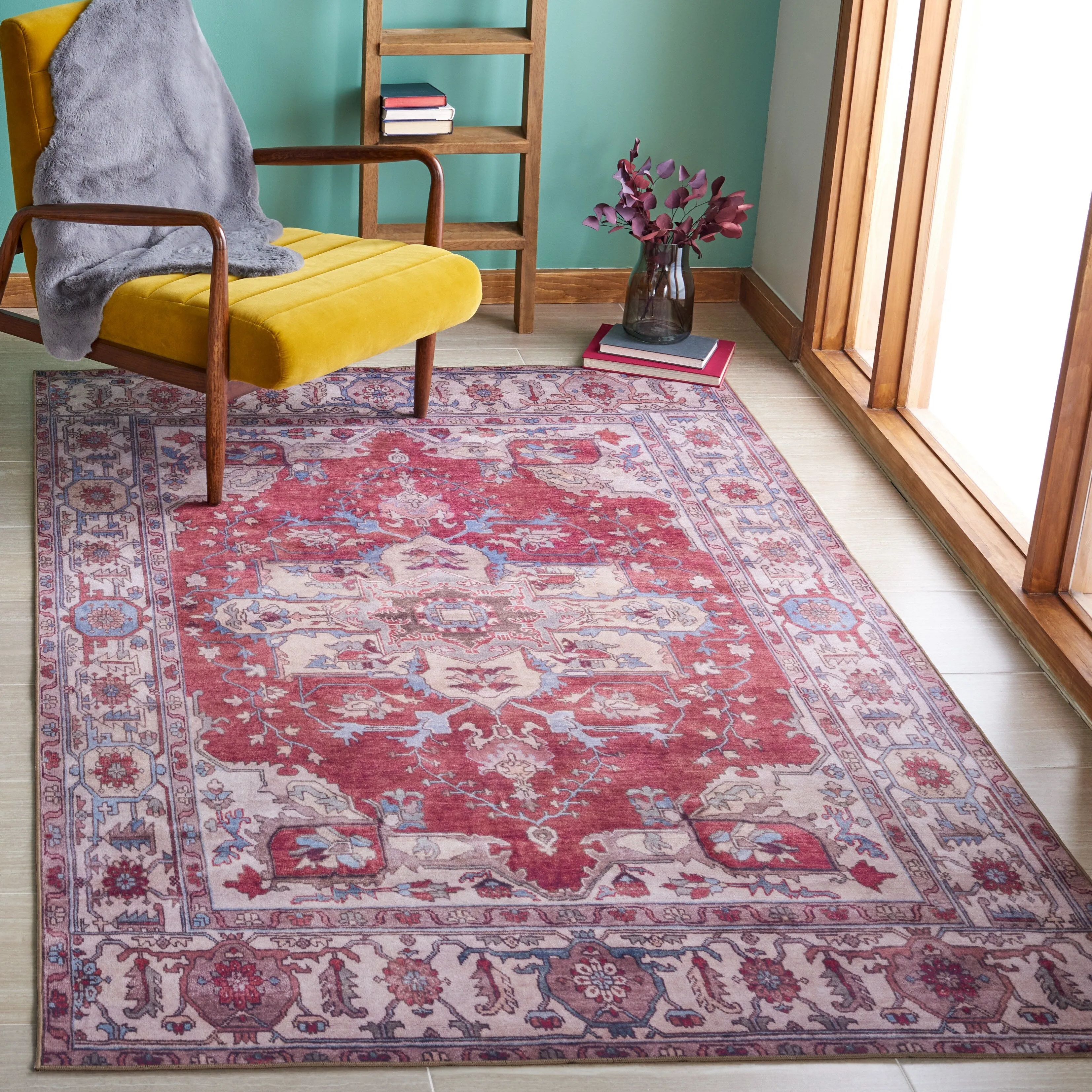 SAFAVIEH Tucson Machine Washable Slip Resistant Salome Oriental Medallion