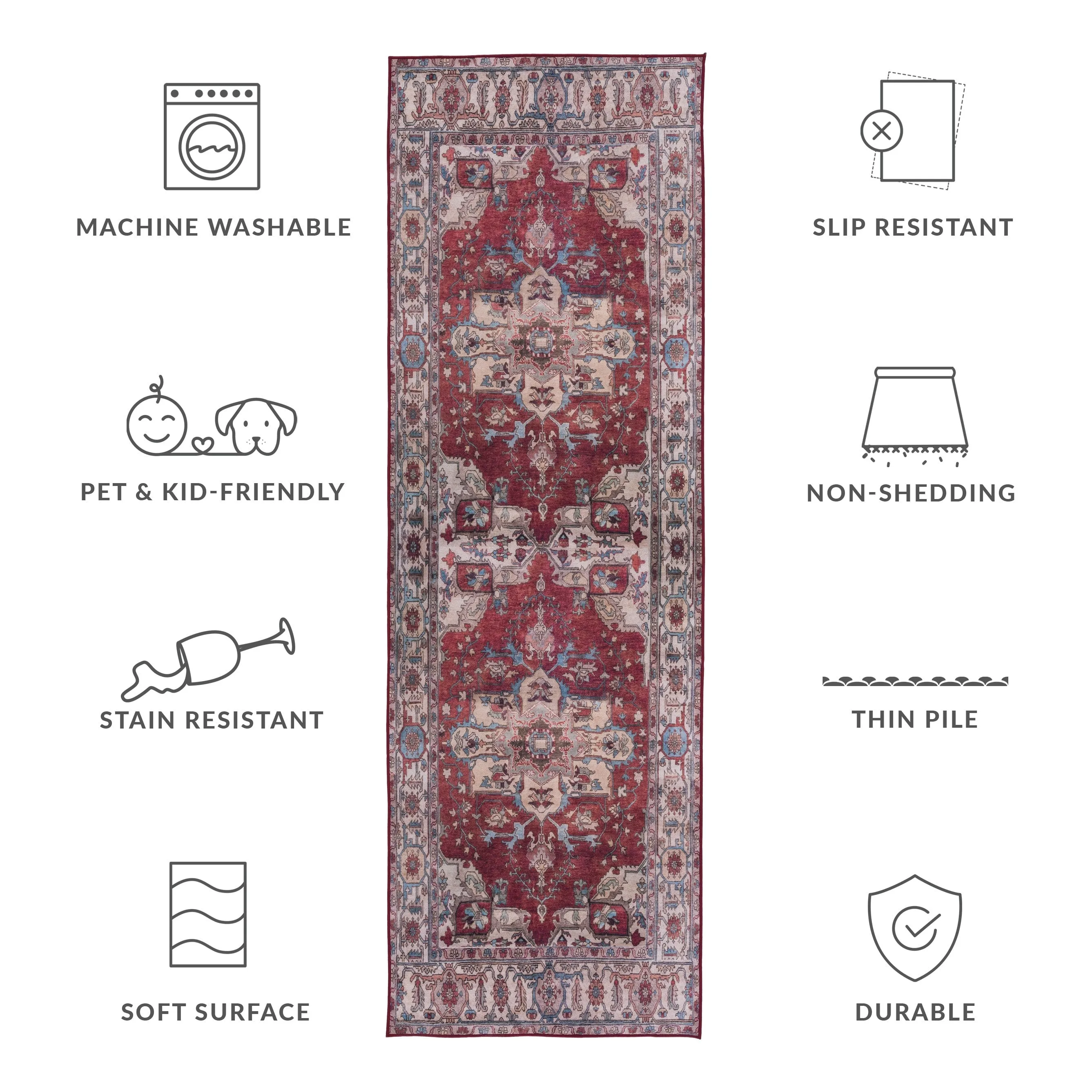 SAFAVIEH Tucson Machine Washable Slip Resistant Salome Oriental Medallion