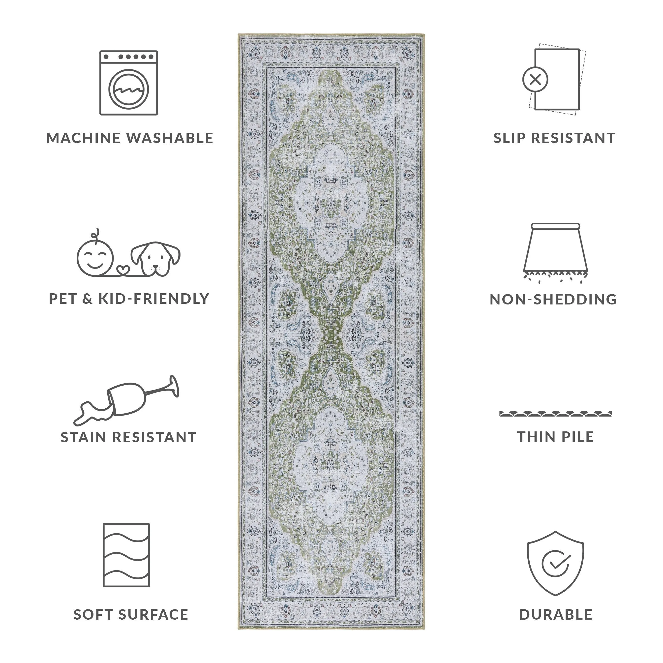 SAFAVIEH Tucson Machine Washable Slip Resistant Willa Traditional Rug