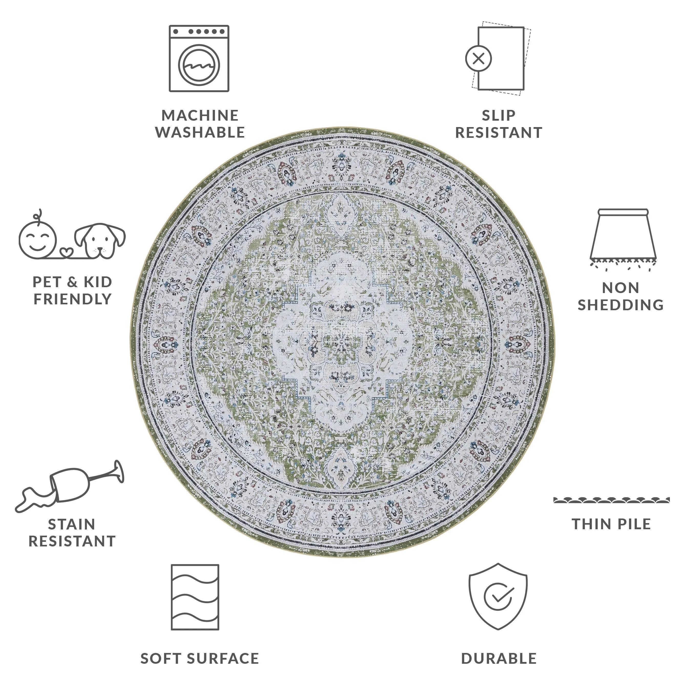 SAFAVIEH Tucson Machine Washable Slip Resistant Willa Traditional Rug