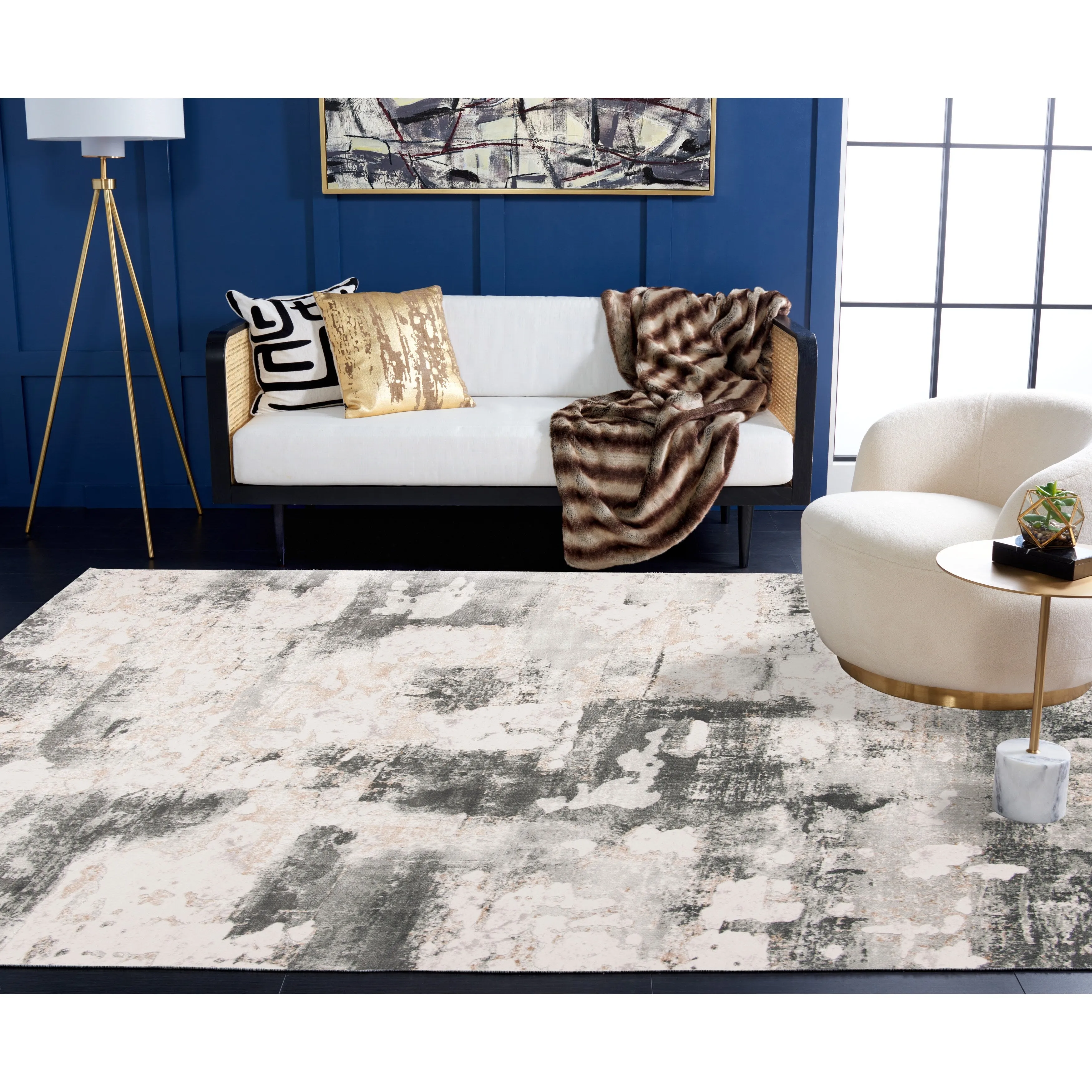 SAFAVIEH Vogue Lina Modern & Contemporary Abstract Beige/Charcoal Rug