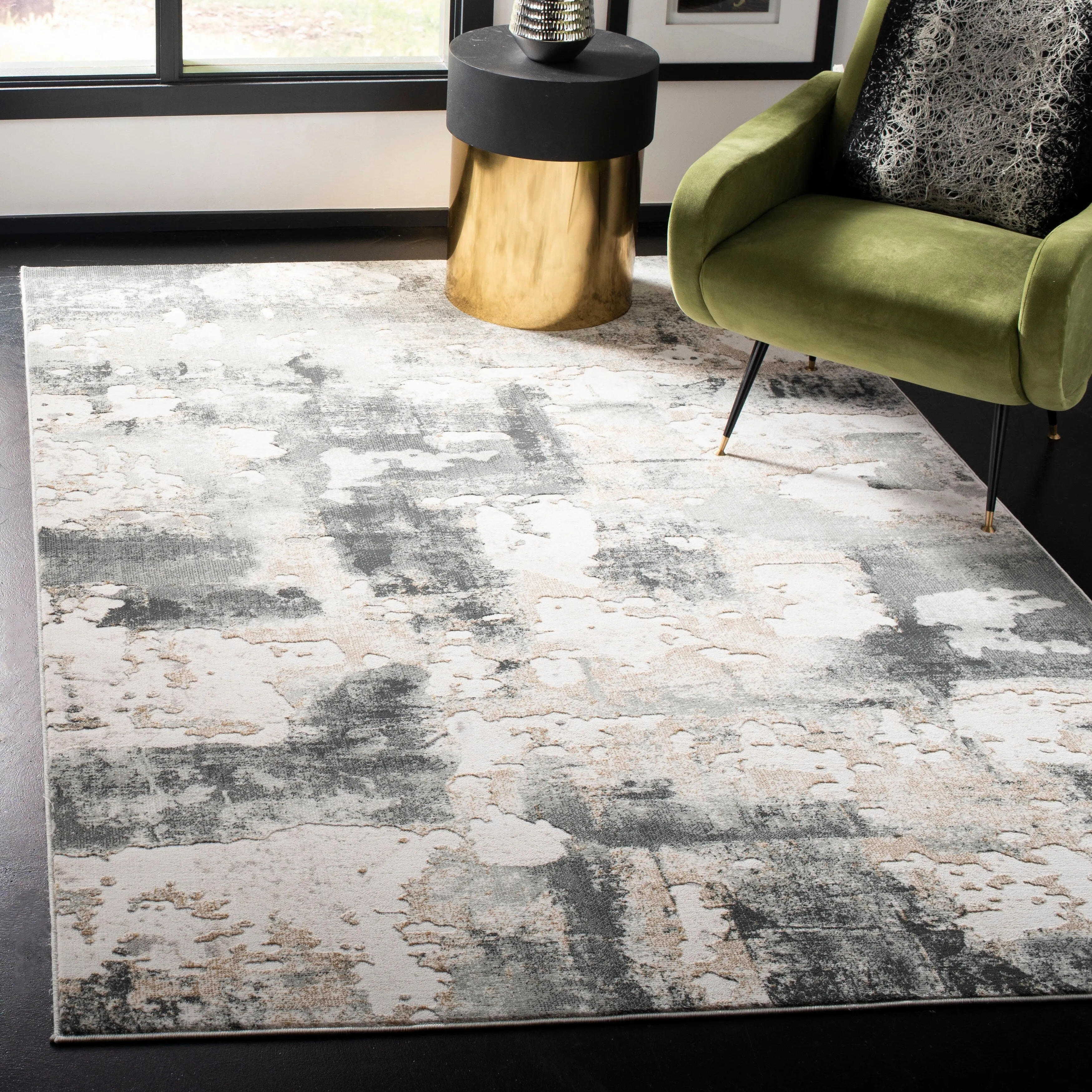 SAFAVIEH Vogue Lina Modern & Contemporary Abstract Beige/Charcoal Rug
