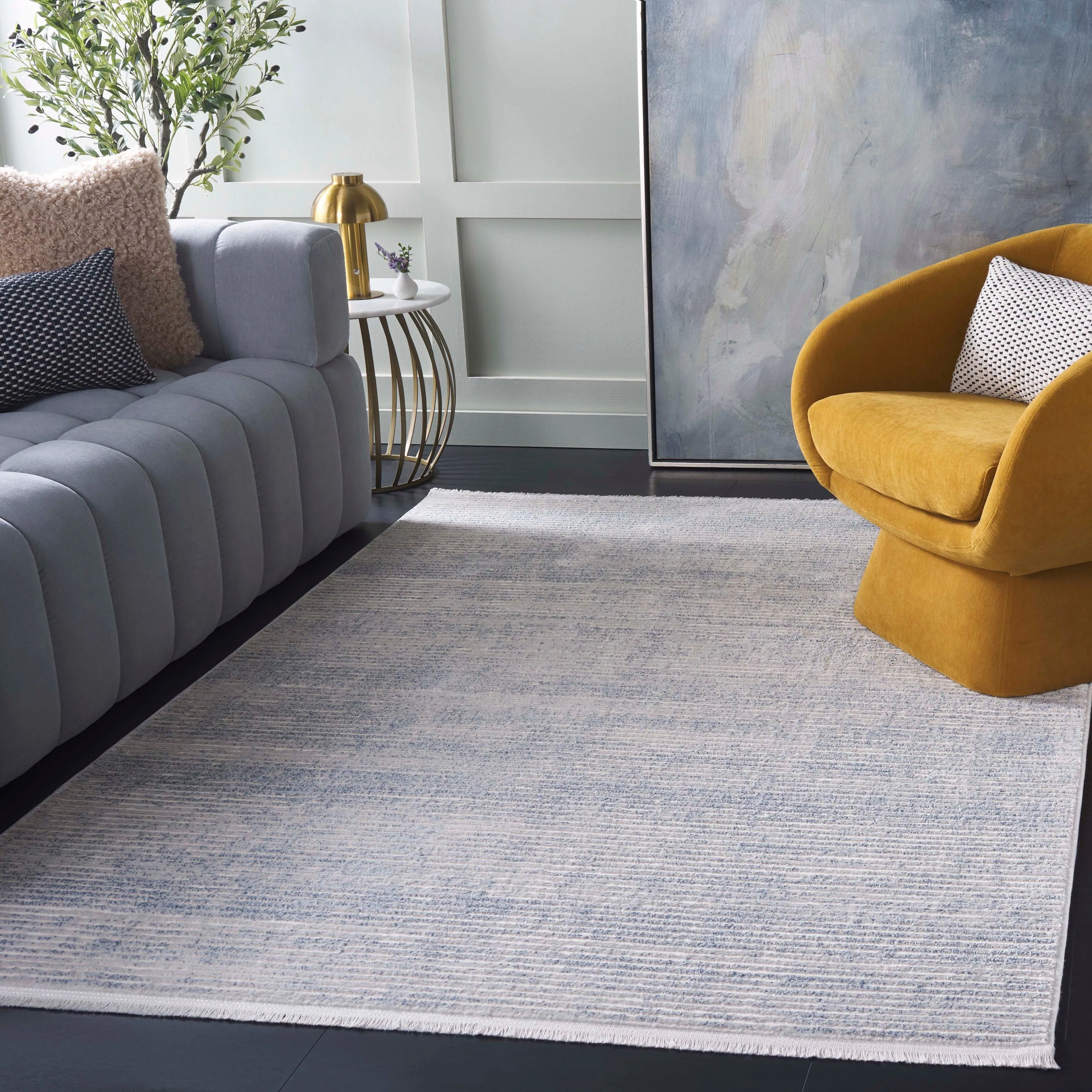 SAFAVIEH Whisper Cathalijne Contemporary Stripe Fringe Rug