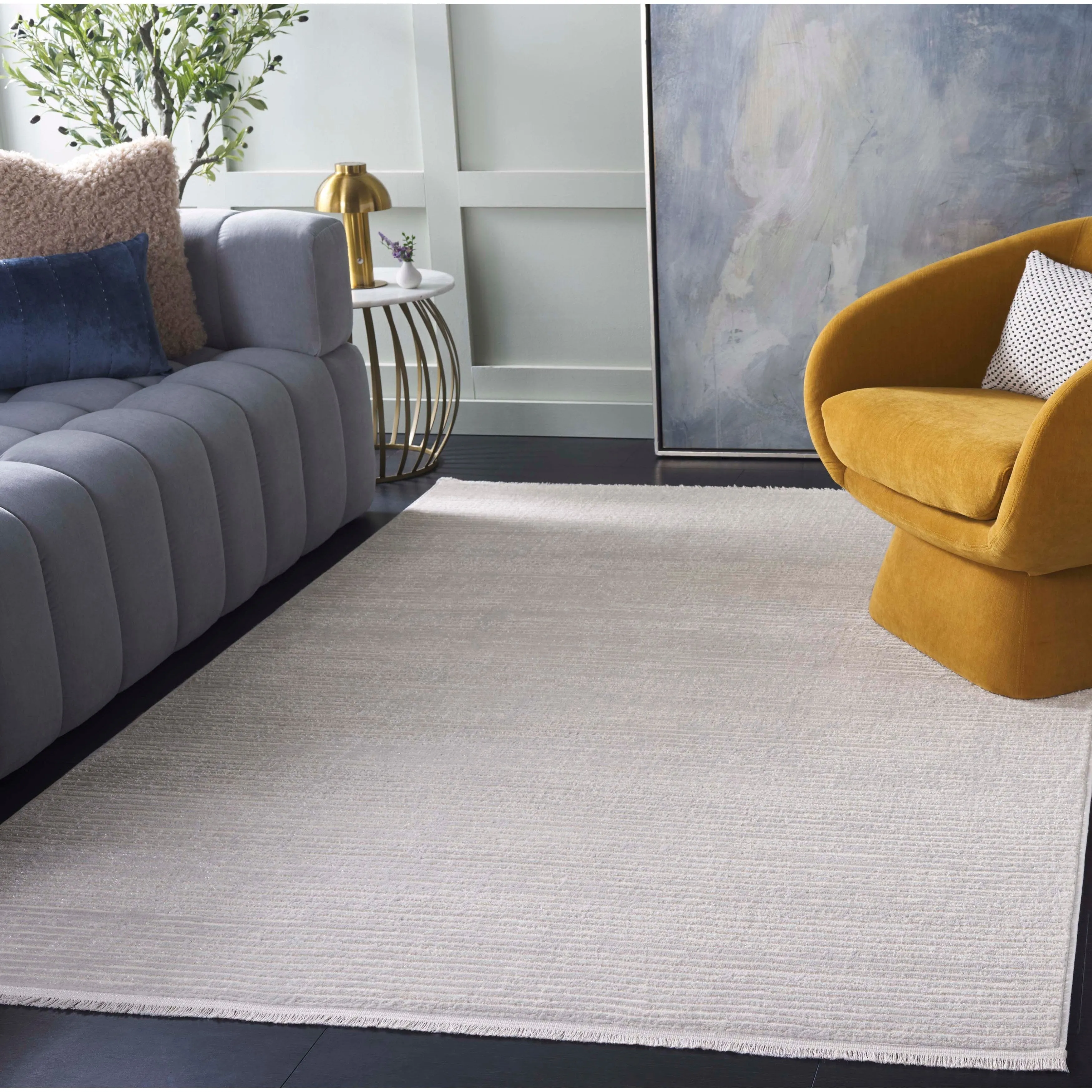 SAFAVIEH Whisper Cathalijne Contemporary Stripe Fringe Rug