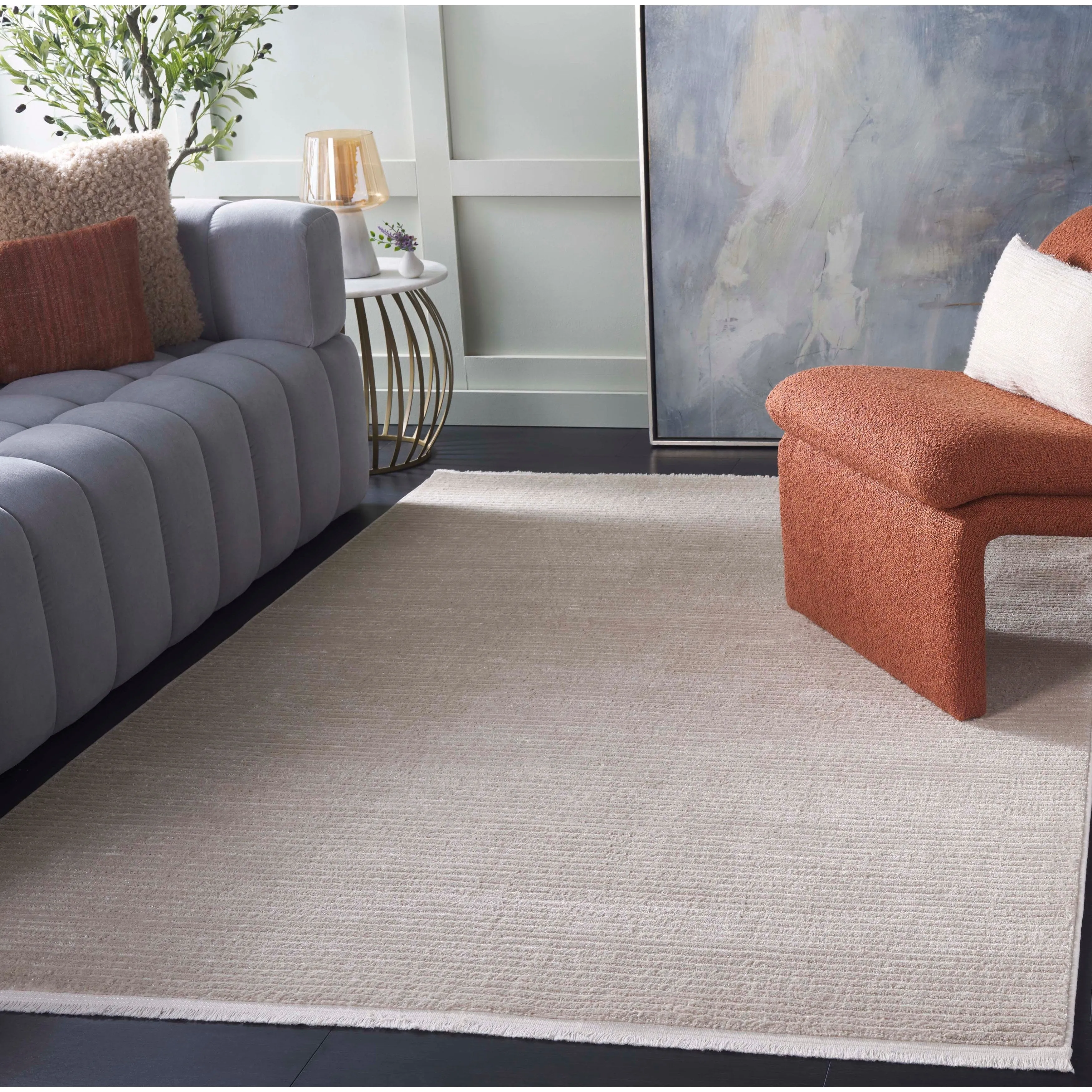 SAFAVIEH Whisper Cathalijne Contemporary Stripe Fringe Rug
