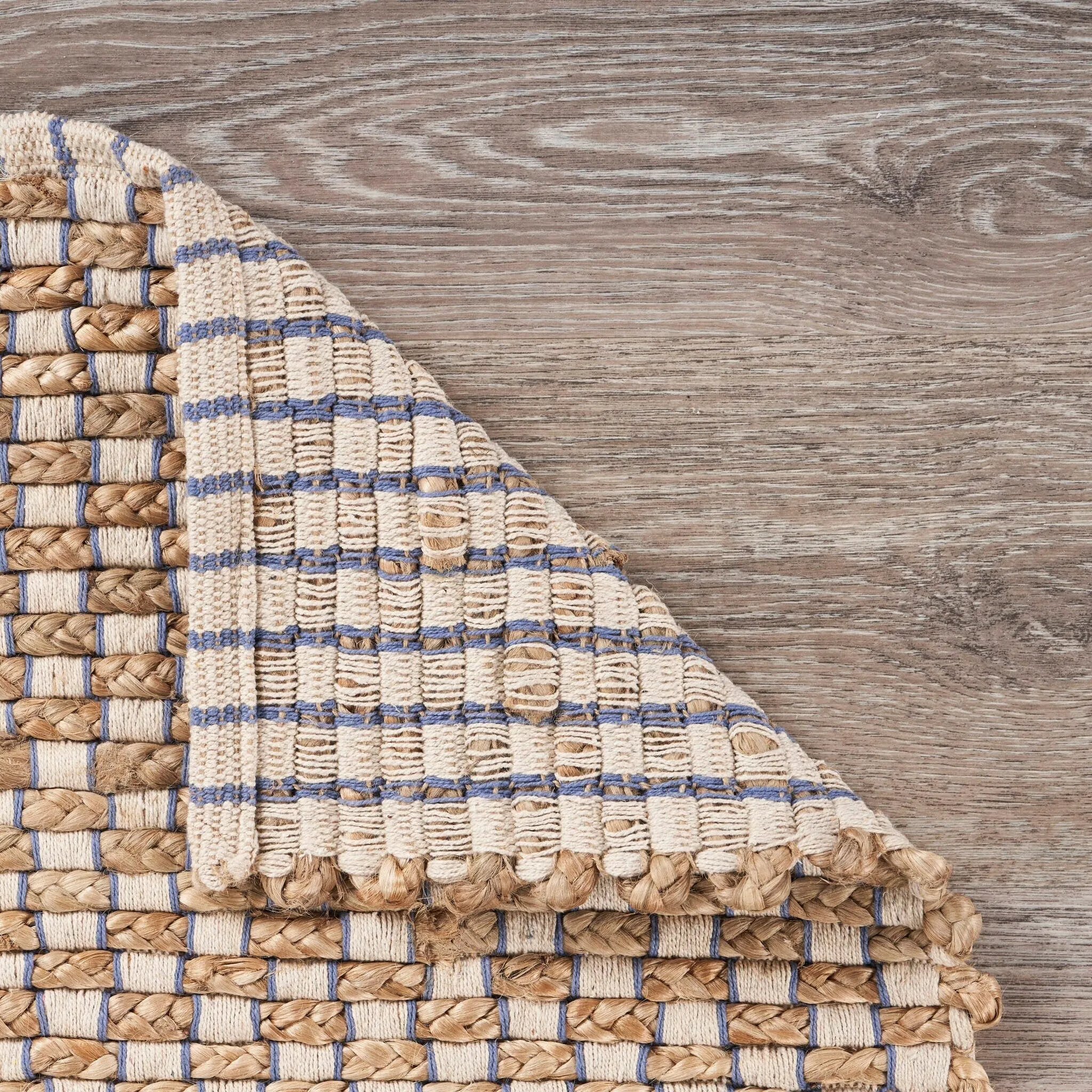 Sevita Organic Jute Interwoven Area Rug. Natural and Indigo